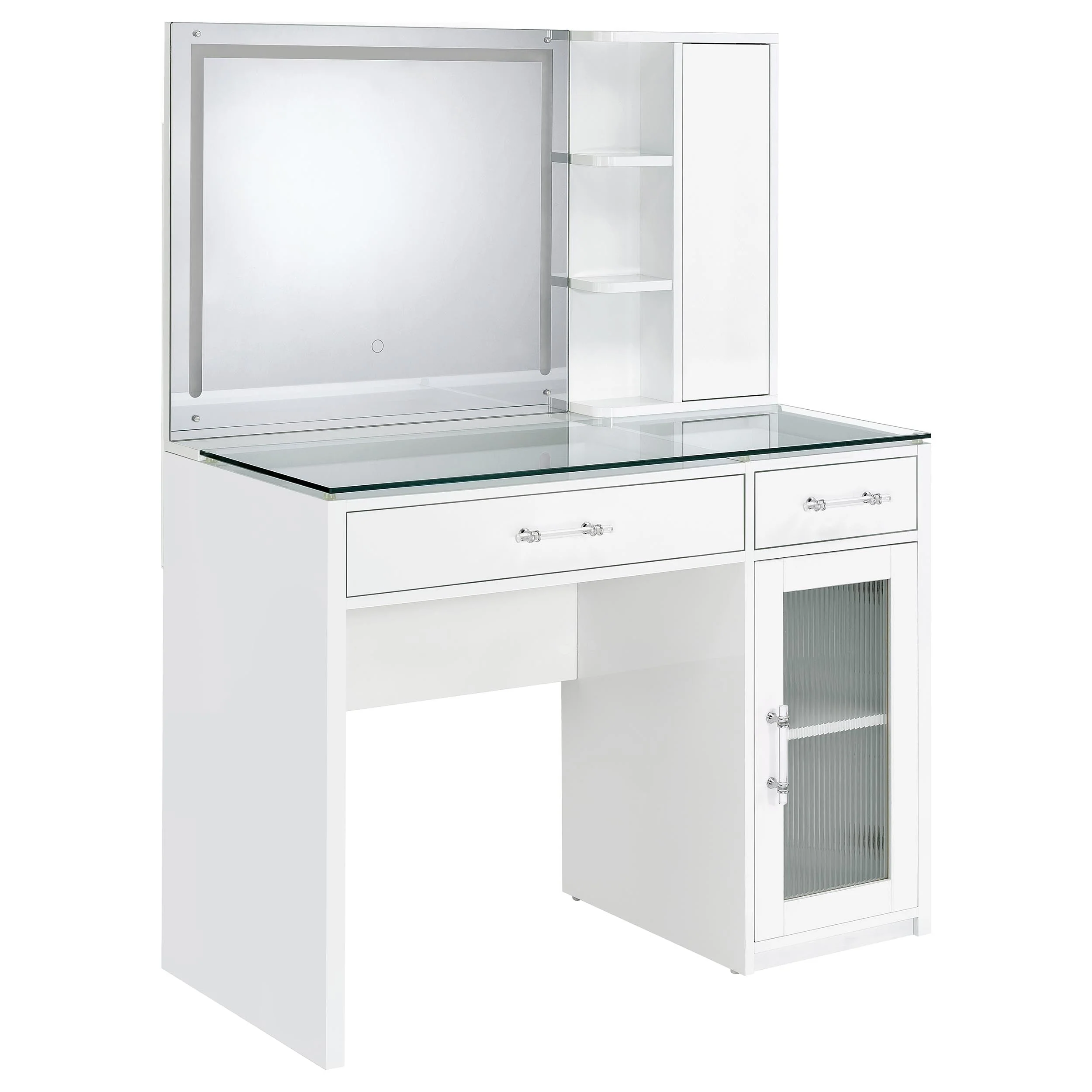 Flora 2-drawer Vanity Set with LED Mirror High Gloss - Image 15