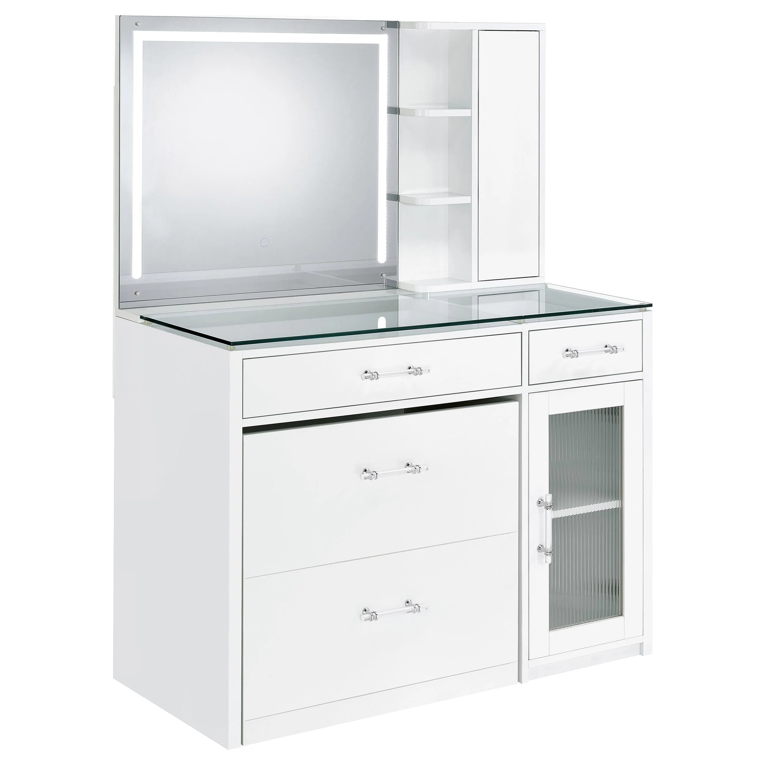 Flora 2-drawer Vanity Set with LED Mirror High Gloss - Image 3