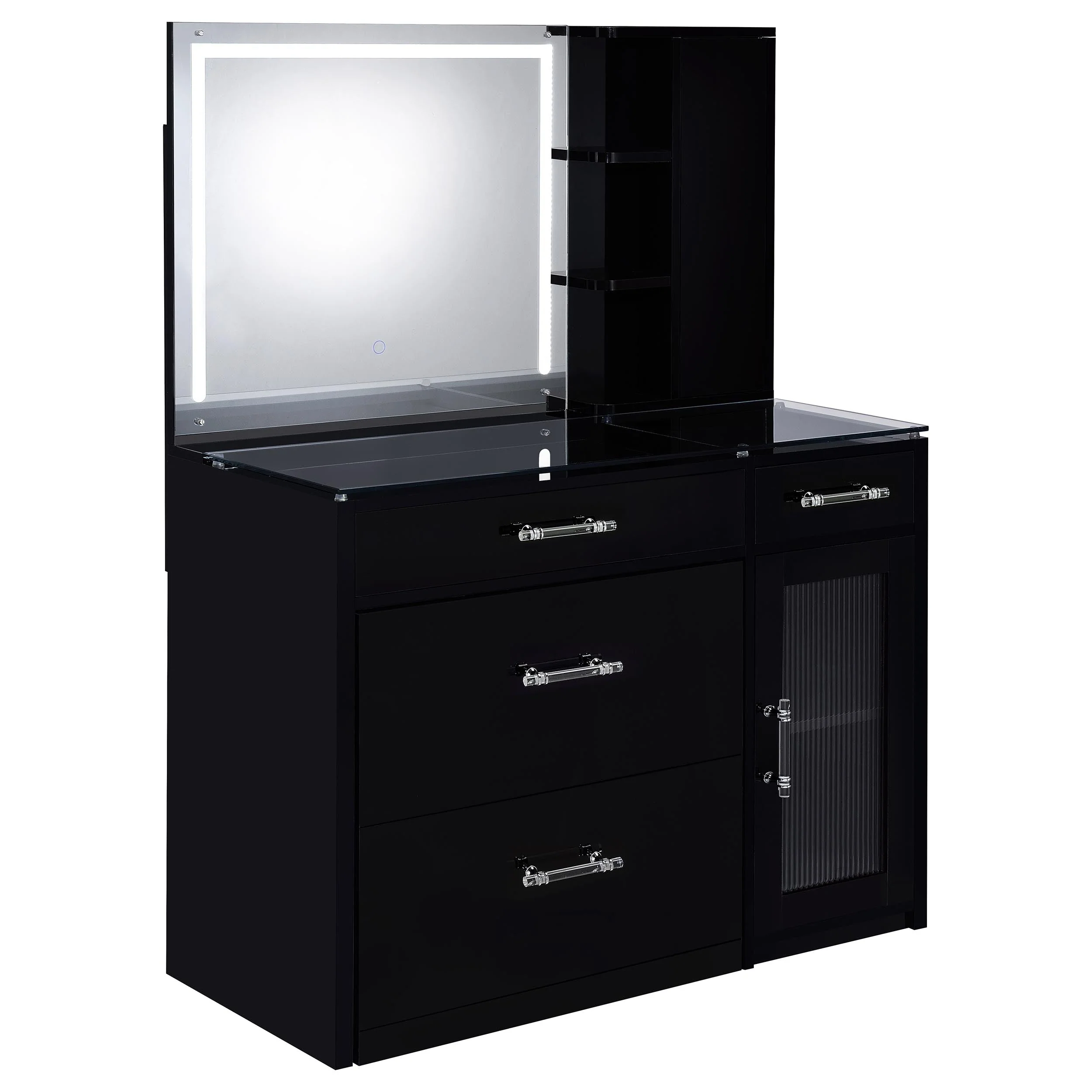 Flora 2-drawer Vanity Set with LED Mirror High Gloss - Image 4