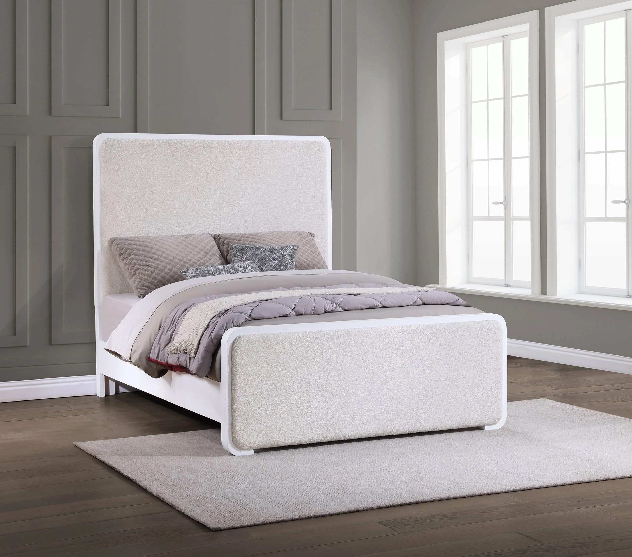 Anastasia Upholstered Panel Bed Pearl - Image 5