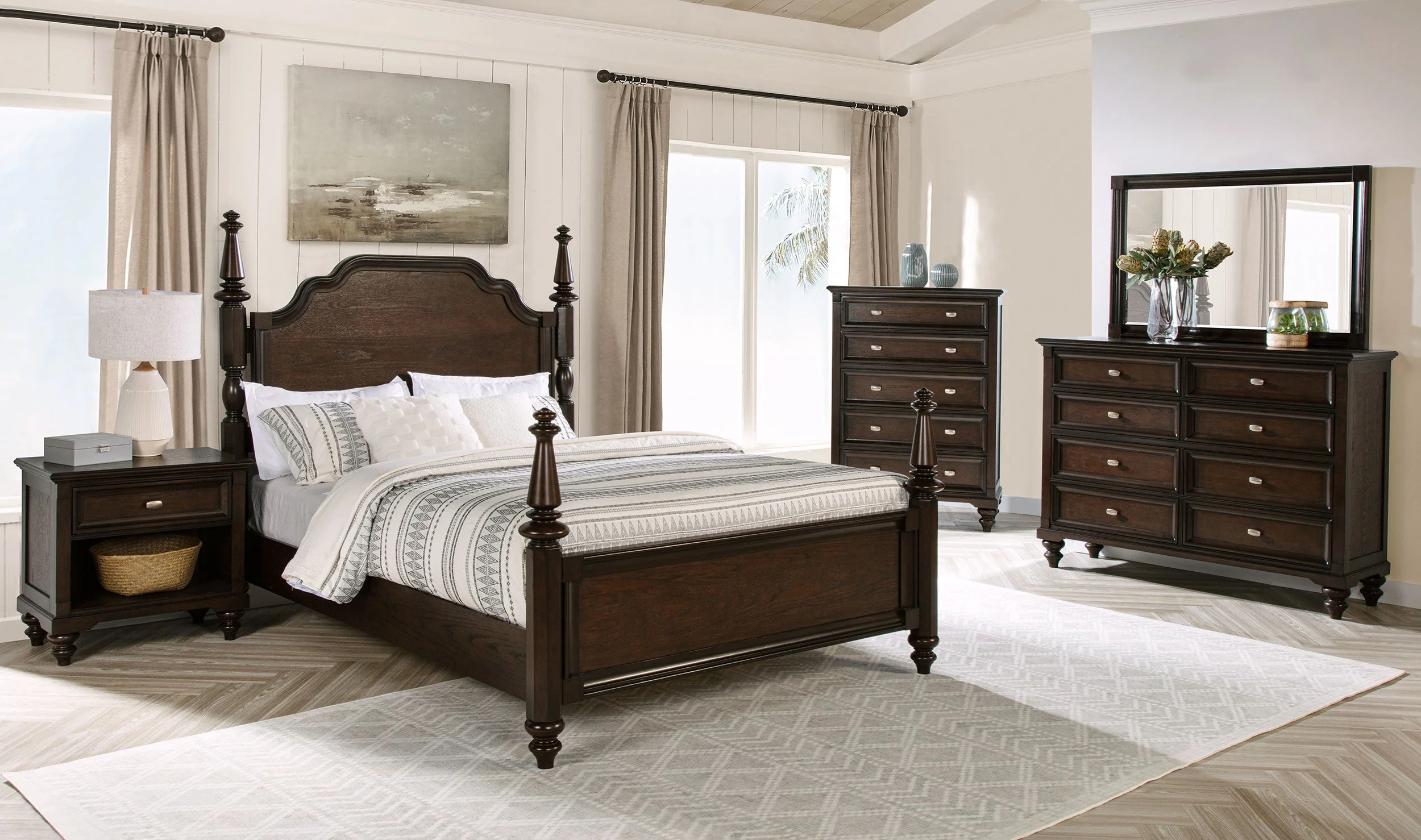 Andover 63-inch Four Poster Bed Dark Oak - Image 27