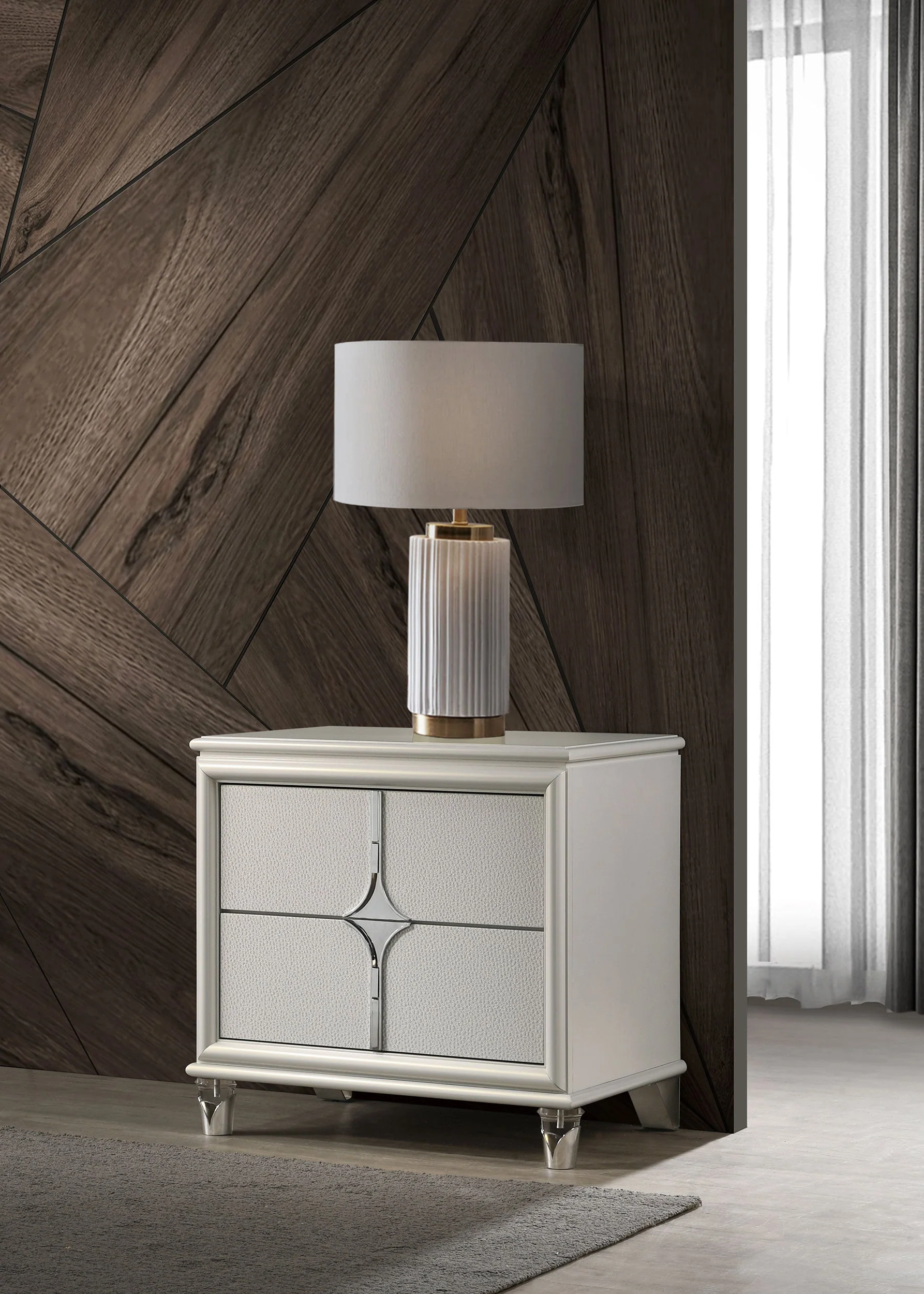 Olivia 2-drawer Nightstand Bedside Table Pearl White - Image 3