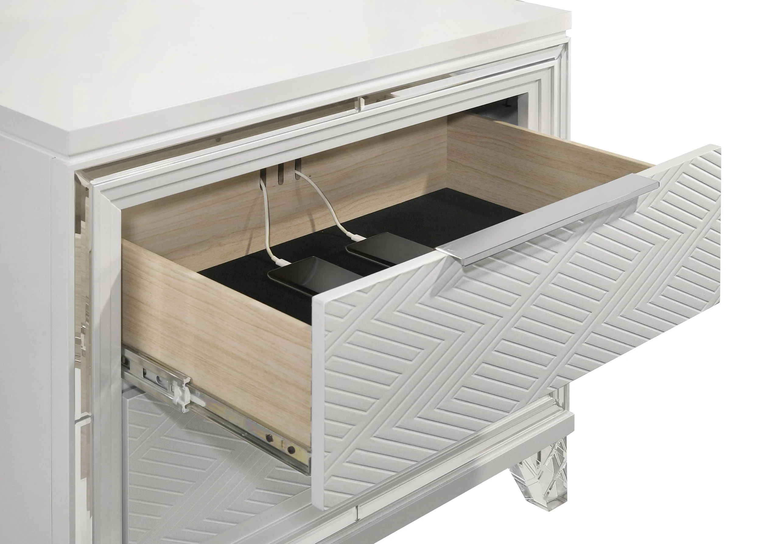 Marmore 2-drawer Nightstand Bedside Table White - Image 11