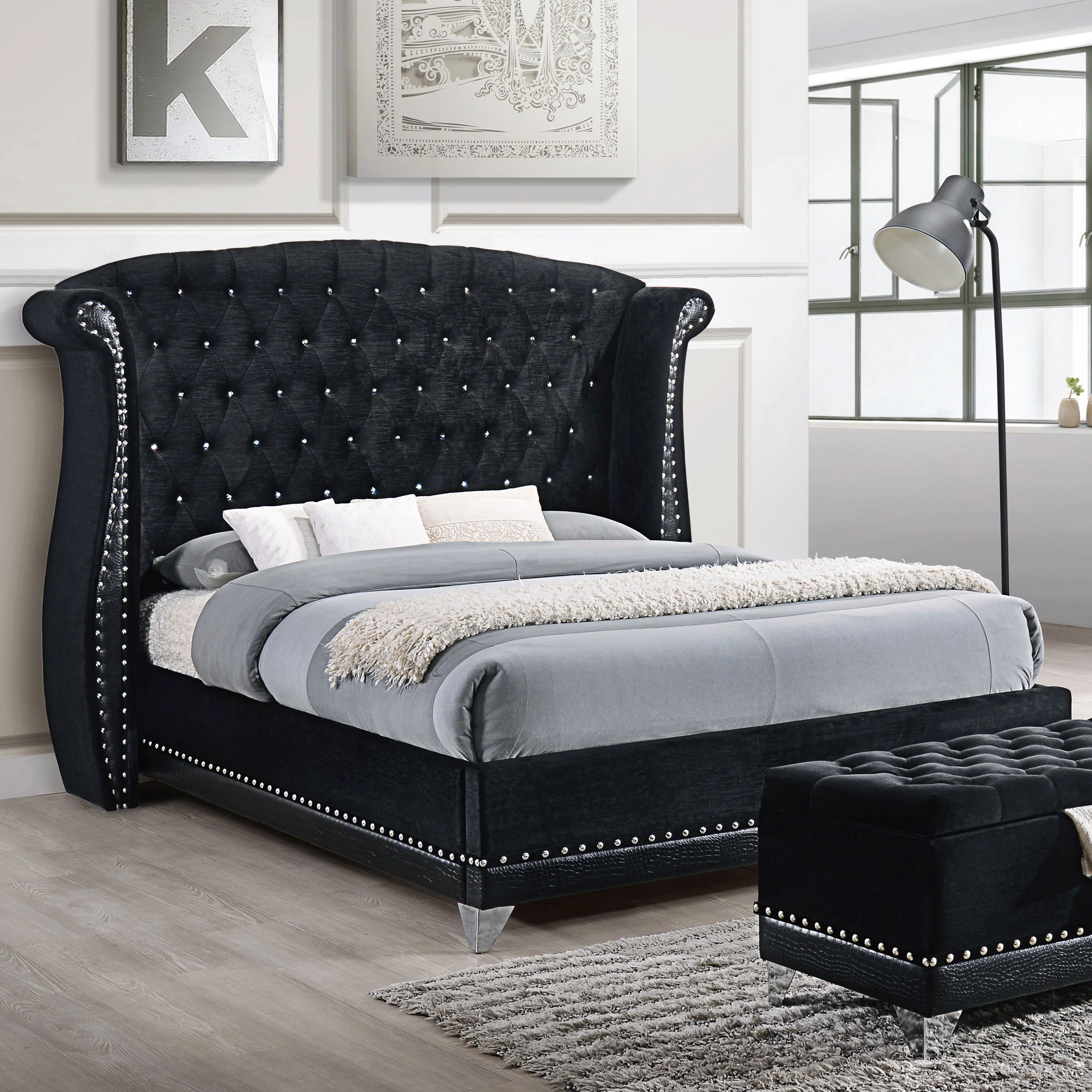 Barzini Upholstered Wingback Bed - Image 15