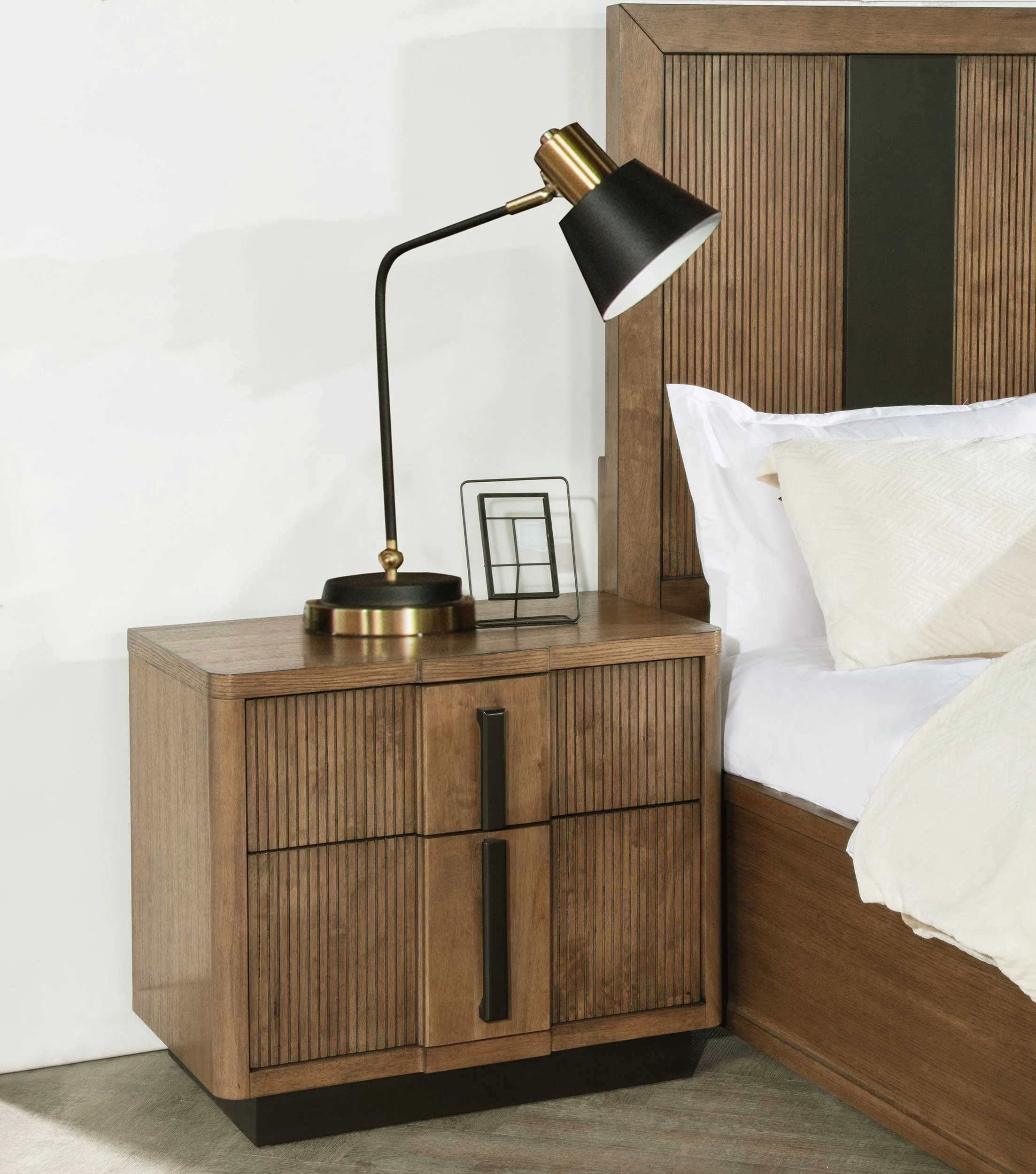 Terrace 2-drawer Nightstand Bedside Table Ash Brown - Image 3
