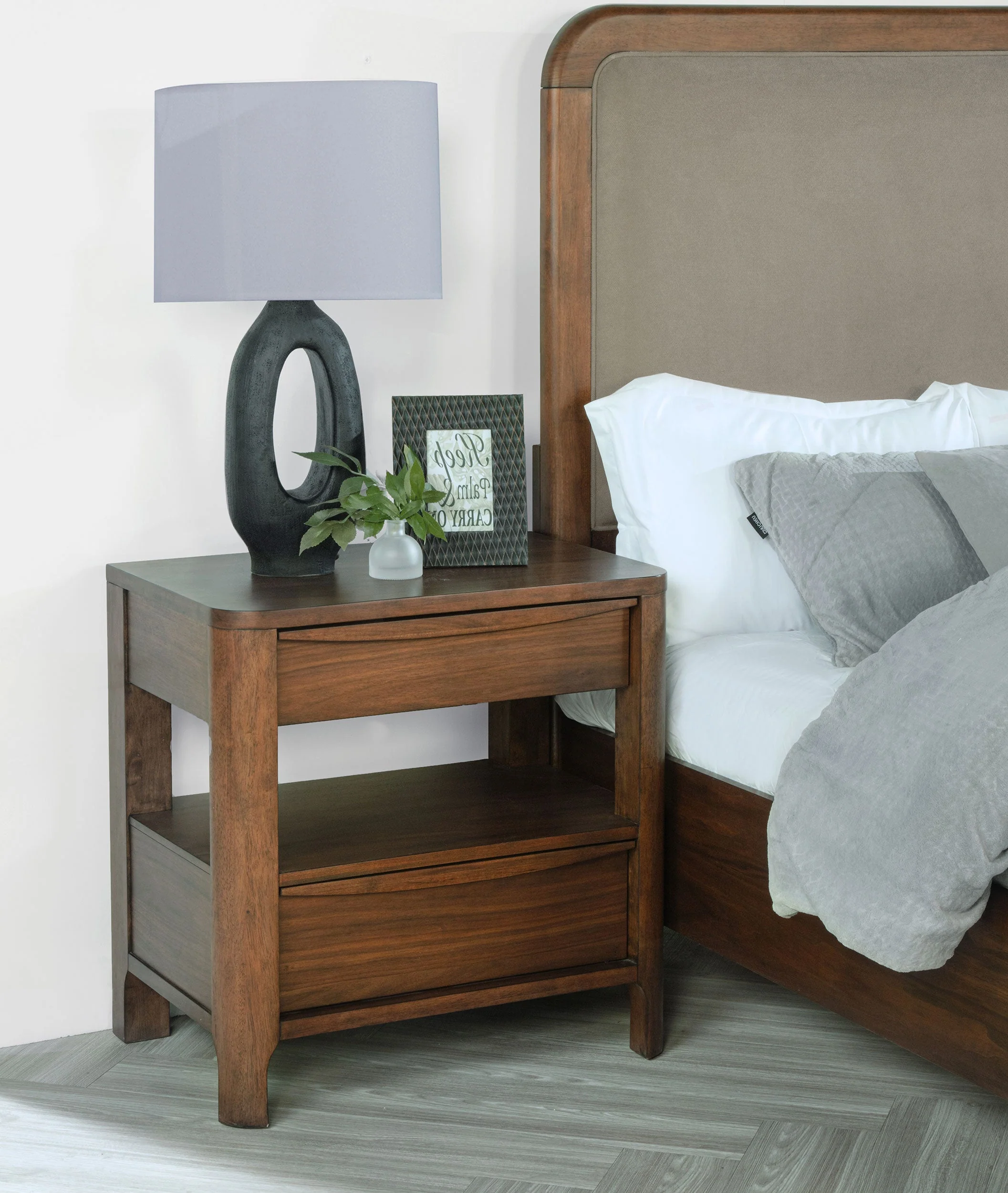 Maderia 2-drawer Nightstand Bedside Table Walnut - Image 3
