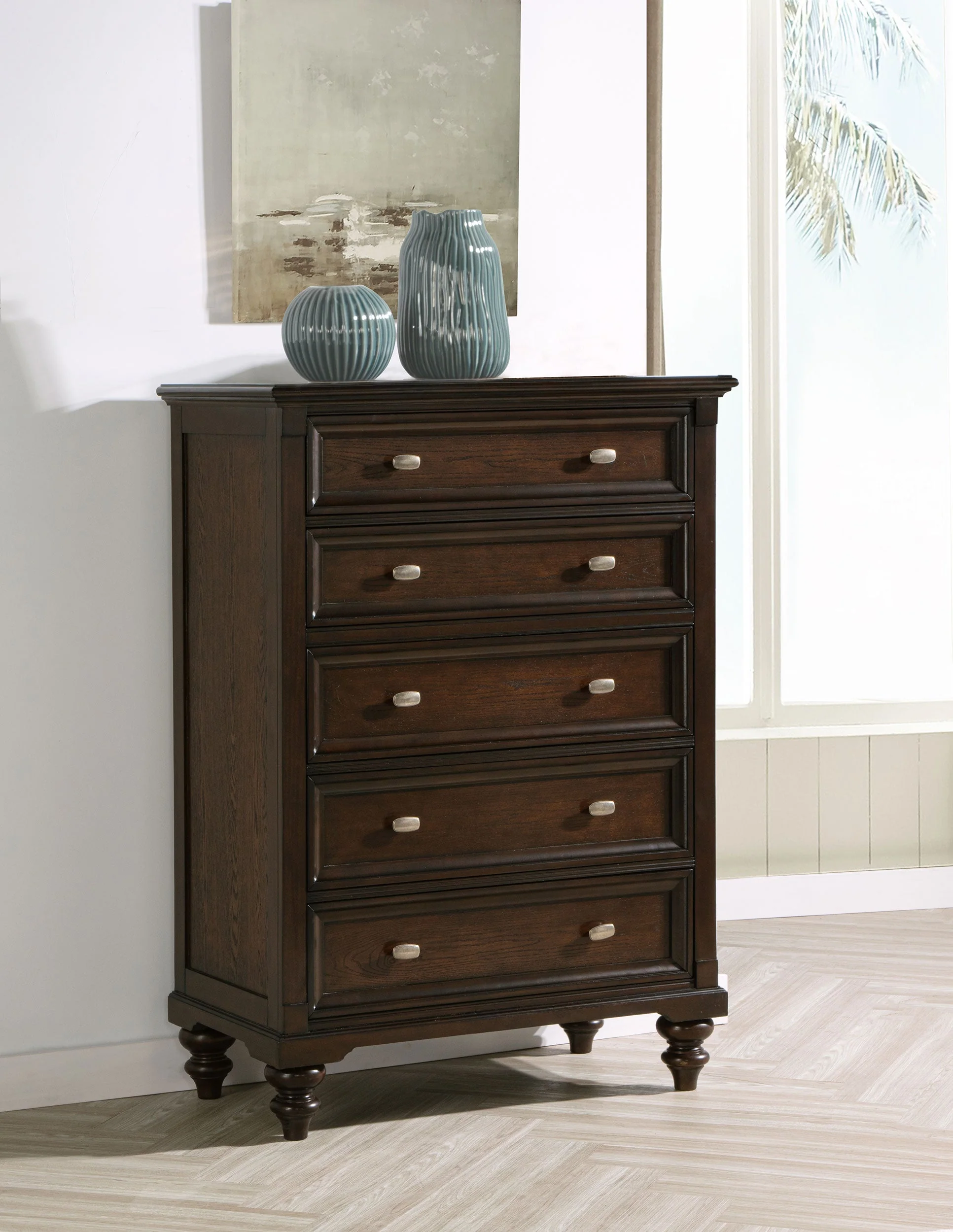 Andover 5-drawer Chest of Drawers Dark Oak - Image 3