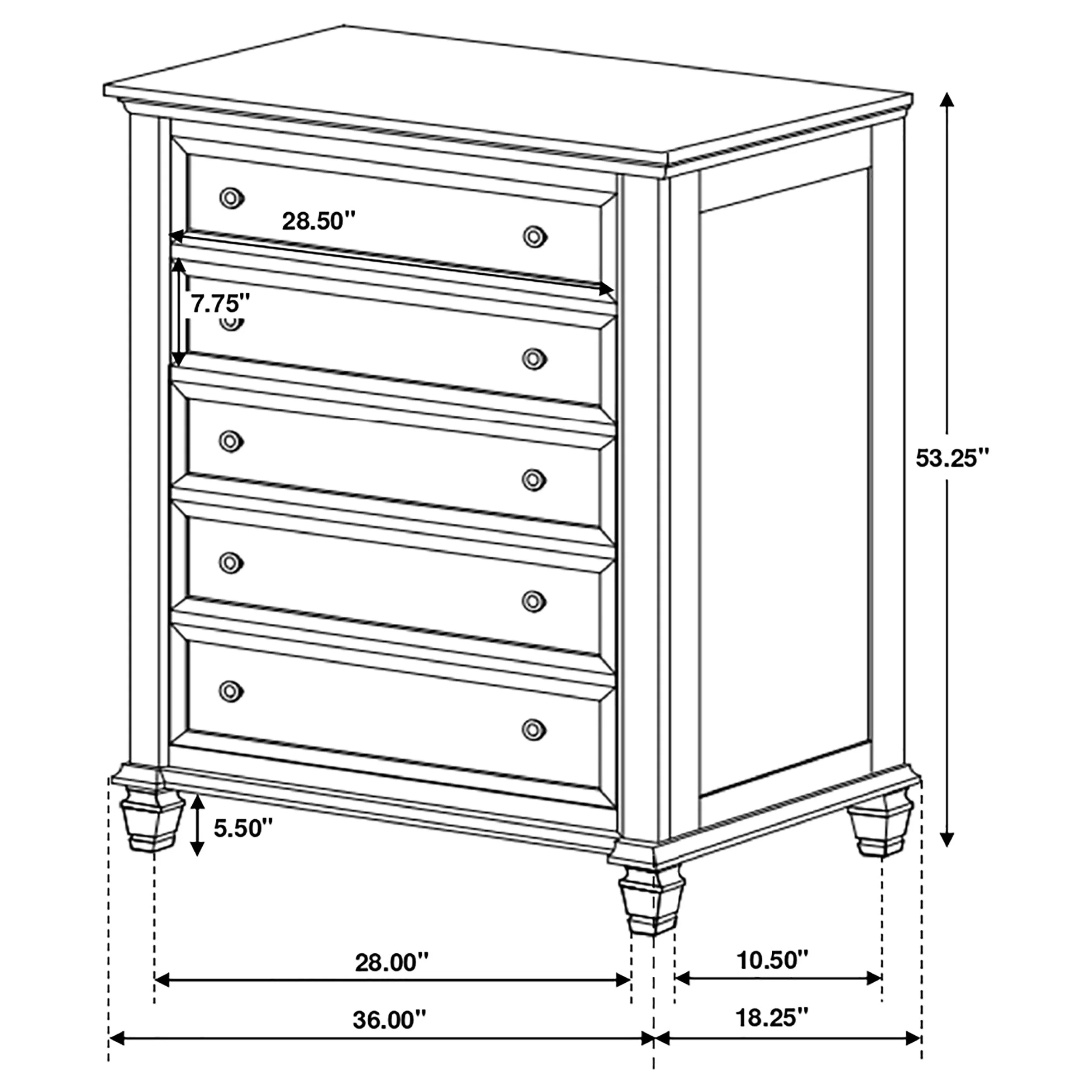 Sandy Beach 5-drawer Bedroom Chest - Image 12