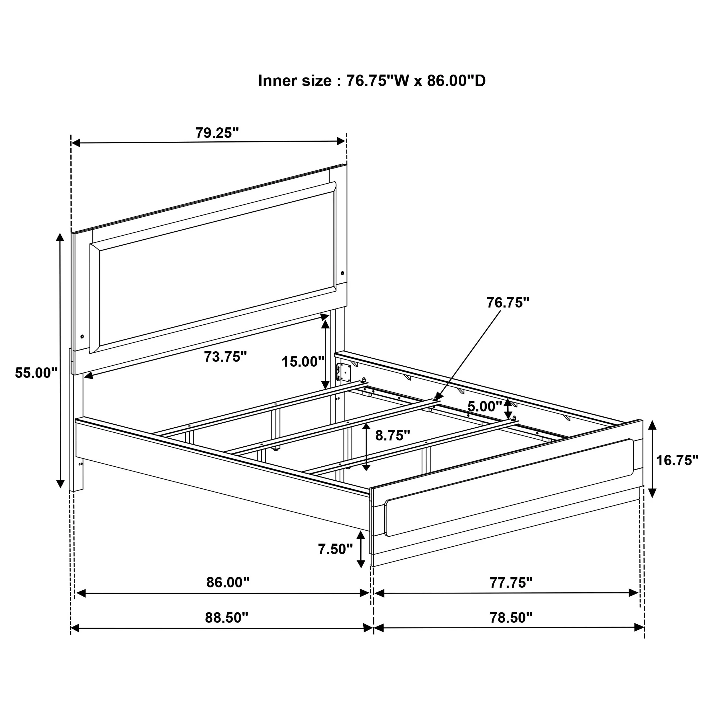 Caraway Wood LED Panel Bed - Image 48