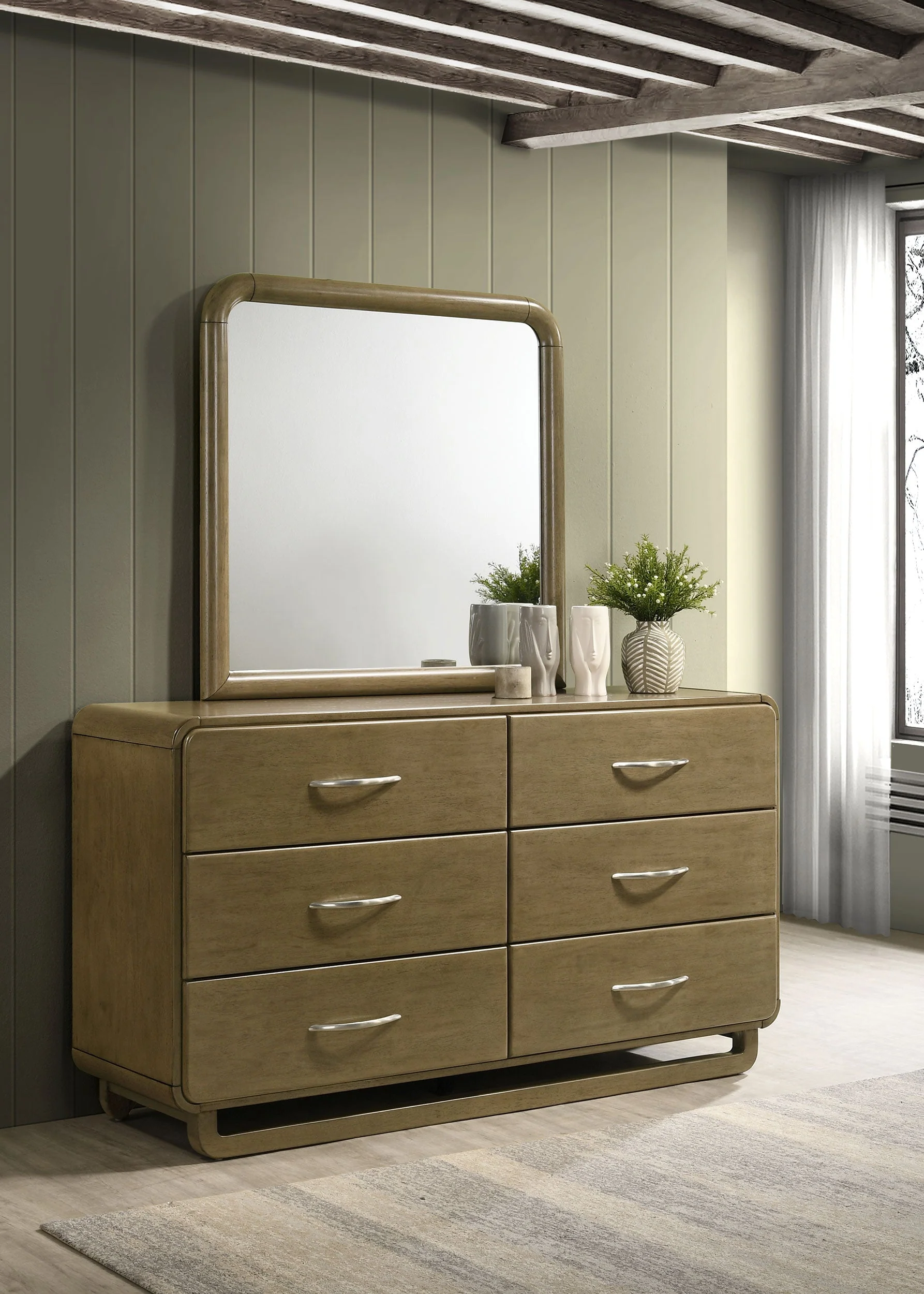 Amsbury 6-drawer Dresser and Mirror Nutmeg - Image 3