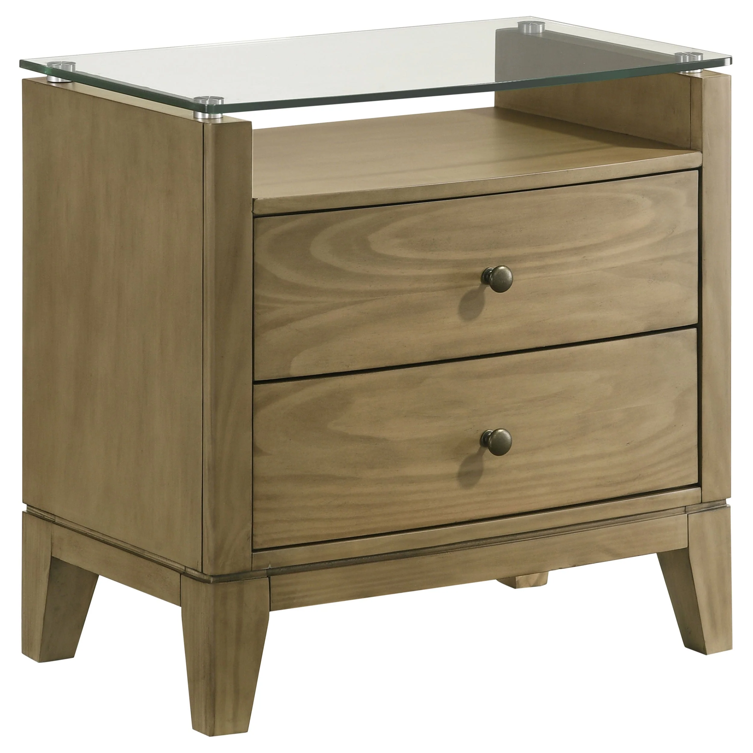 Granada 2-drawer Glass Top Nightstand Natural Pine - Image 2
