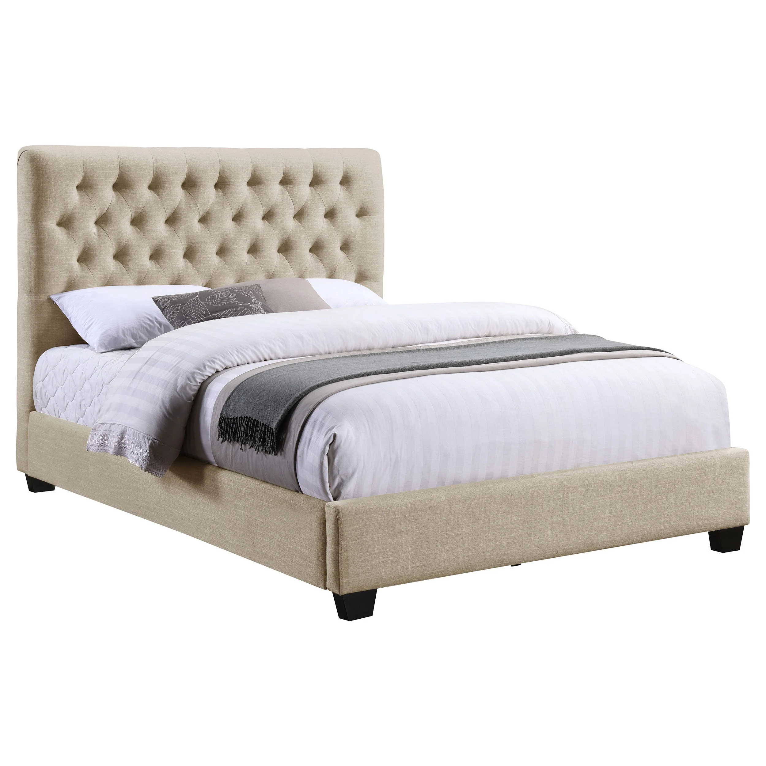 Chloe Upholstered Panel Bed Oatmeal - Image 13