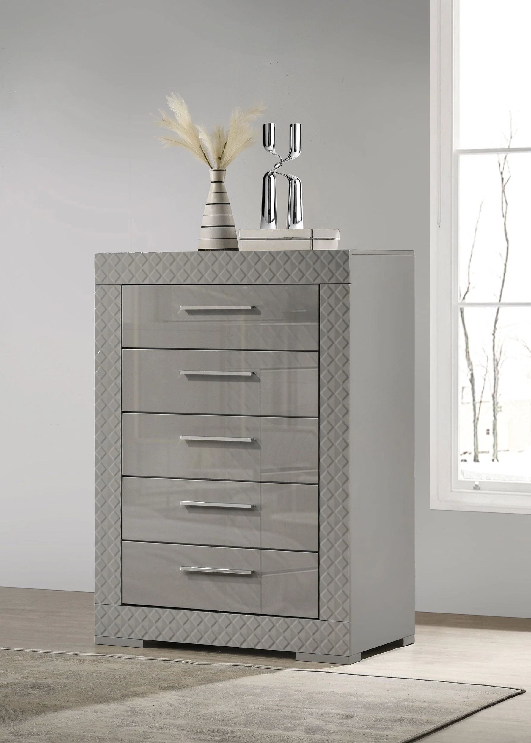 Ives 5-drawer Bedroom Chest of Drawers High Gloss - Image 6
