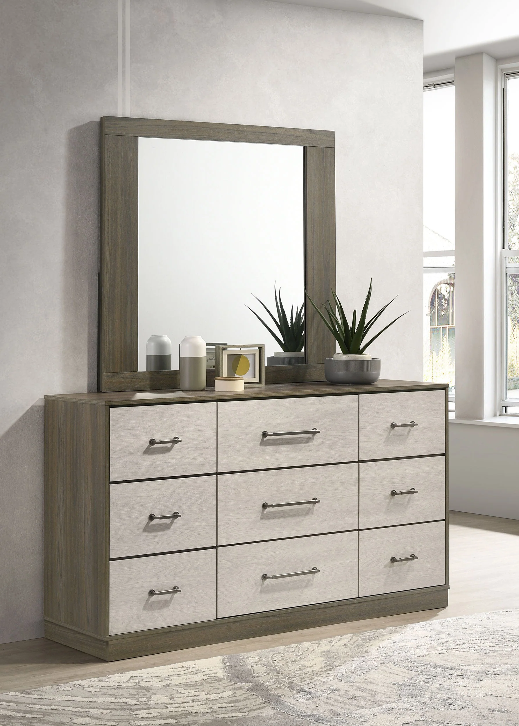 Fenwick 9-drawer Dresser with Mirror Grey Oak - Image 3