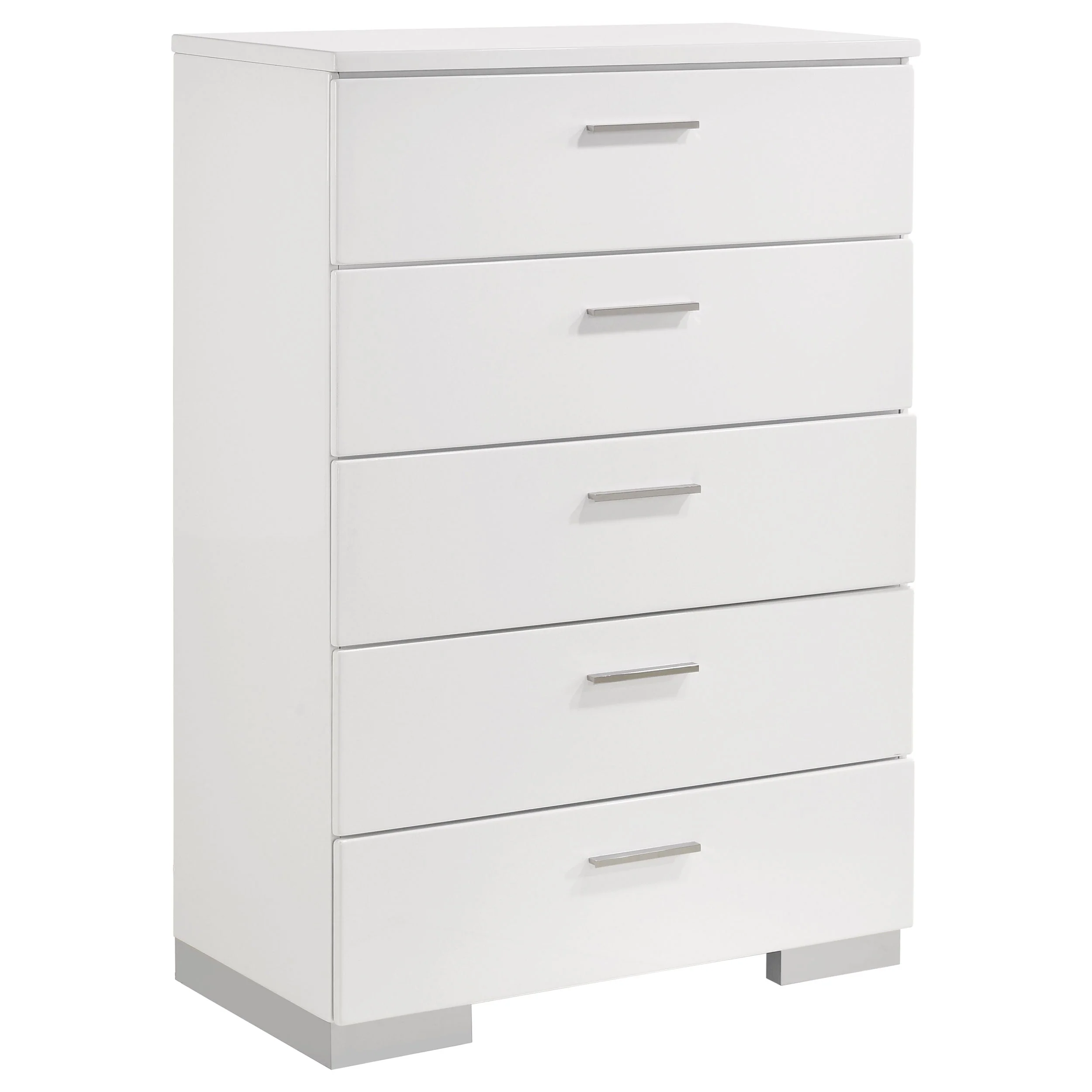 Felicity 5-drawer Bedroom Chest White High Gloss - Image 2