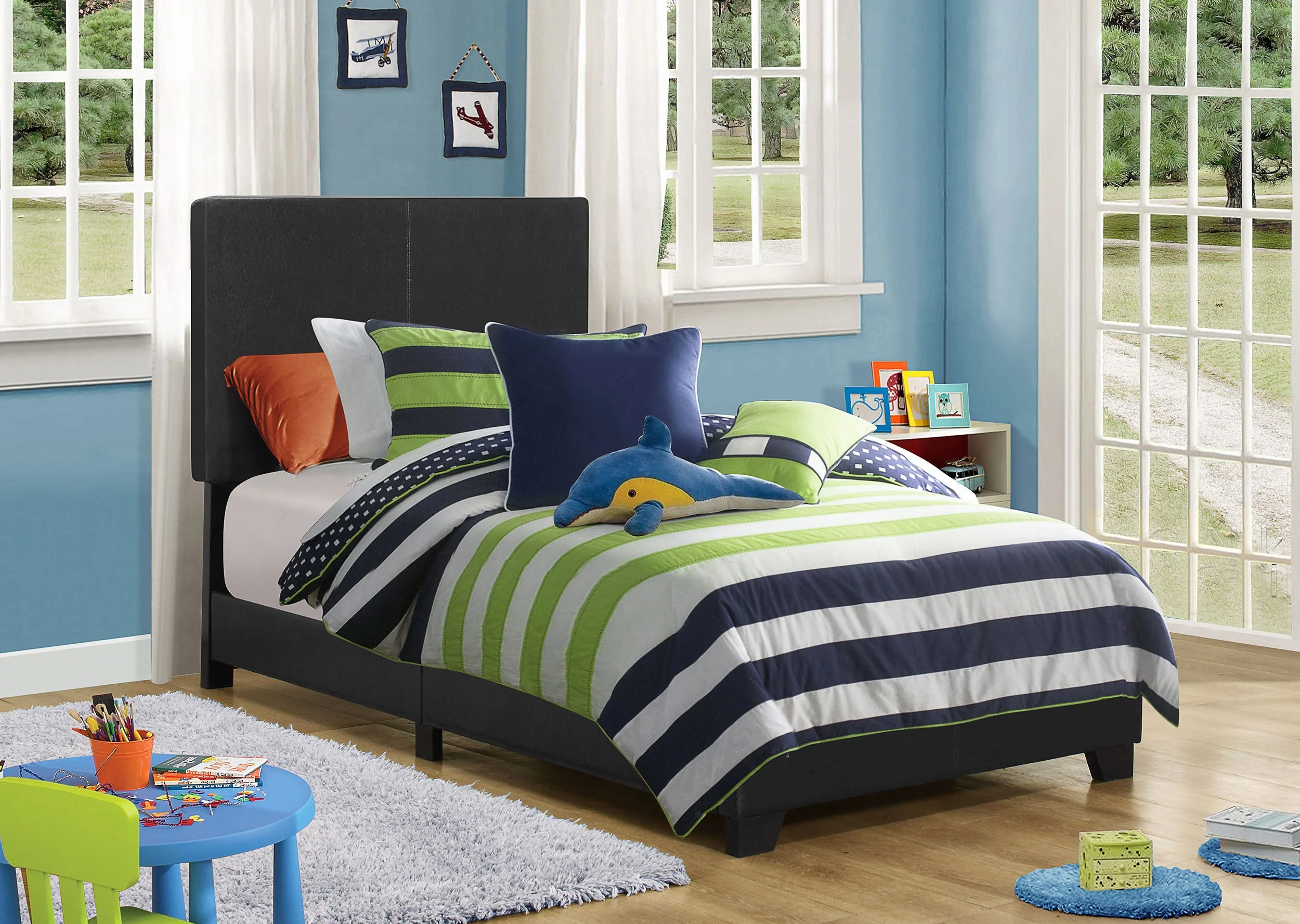 Dorian Faux Leather Upholstered Panel Bed - Image 45
