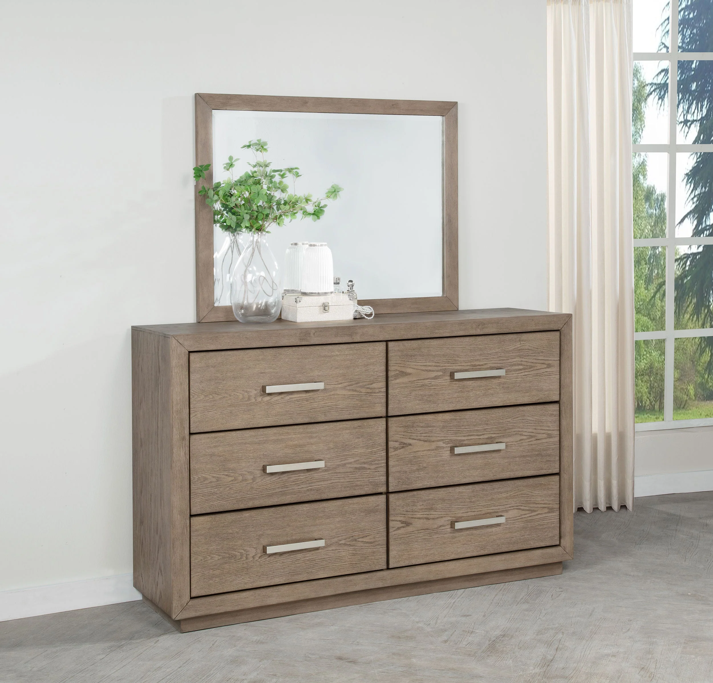 Kenora 6-drawer Dresser and Mirror Barley Brown - Image 3