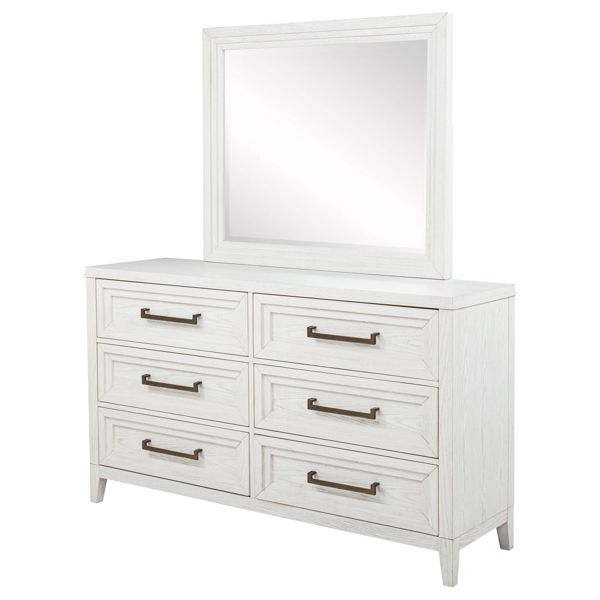 Marielle 6-drawer Dresser with Mirror Distressed White - Image 5