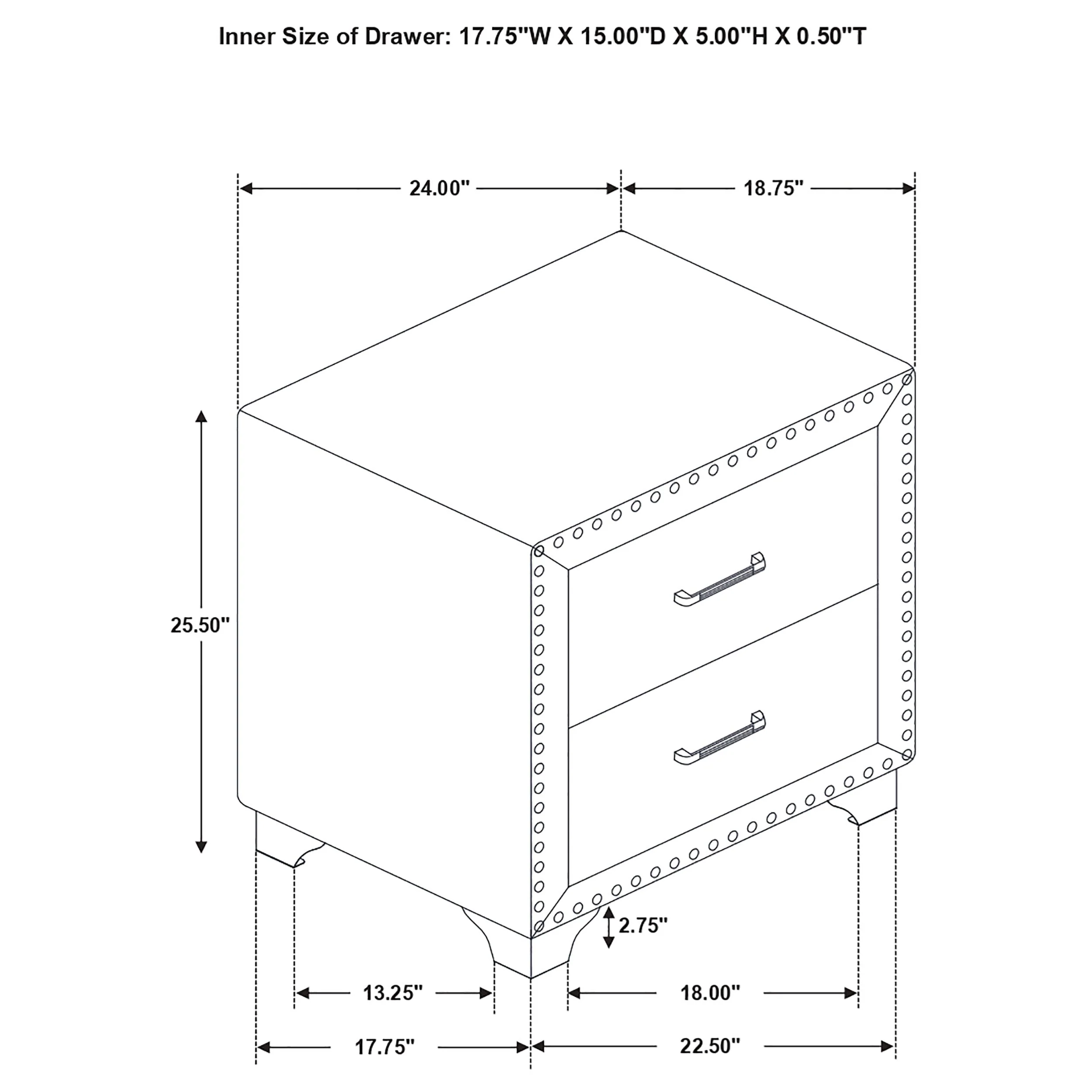 Melody Upholstered 2-drawer Nightstand - Image 10