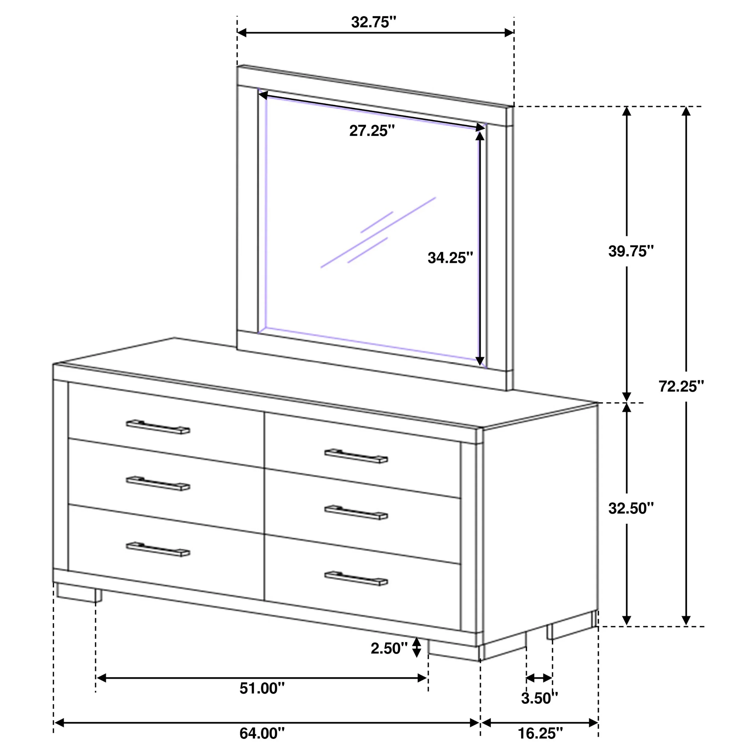 Jessica 6-drawer Dresser with Mirror - Image 18