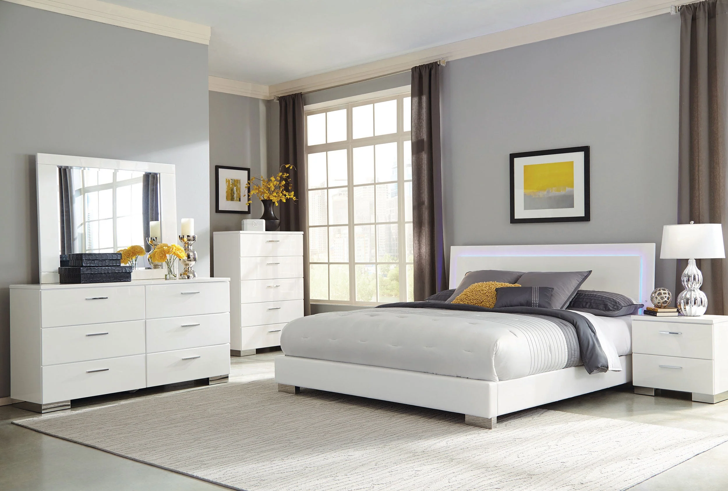 Felicity Wood LED Panel Bed High Gloss - Image 42