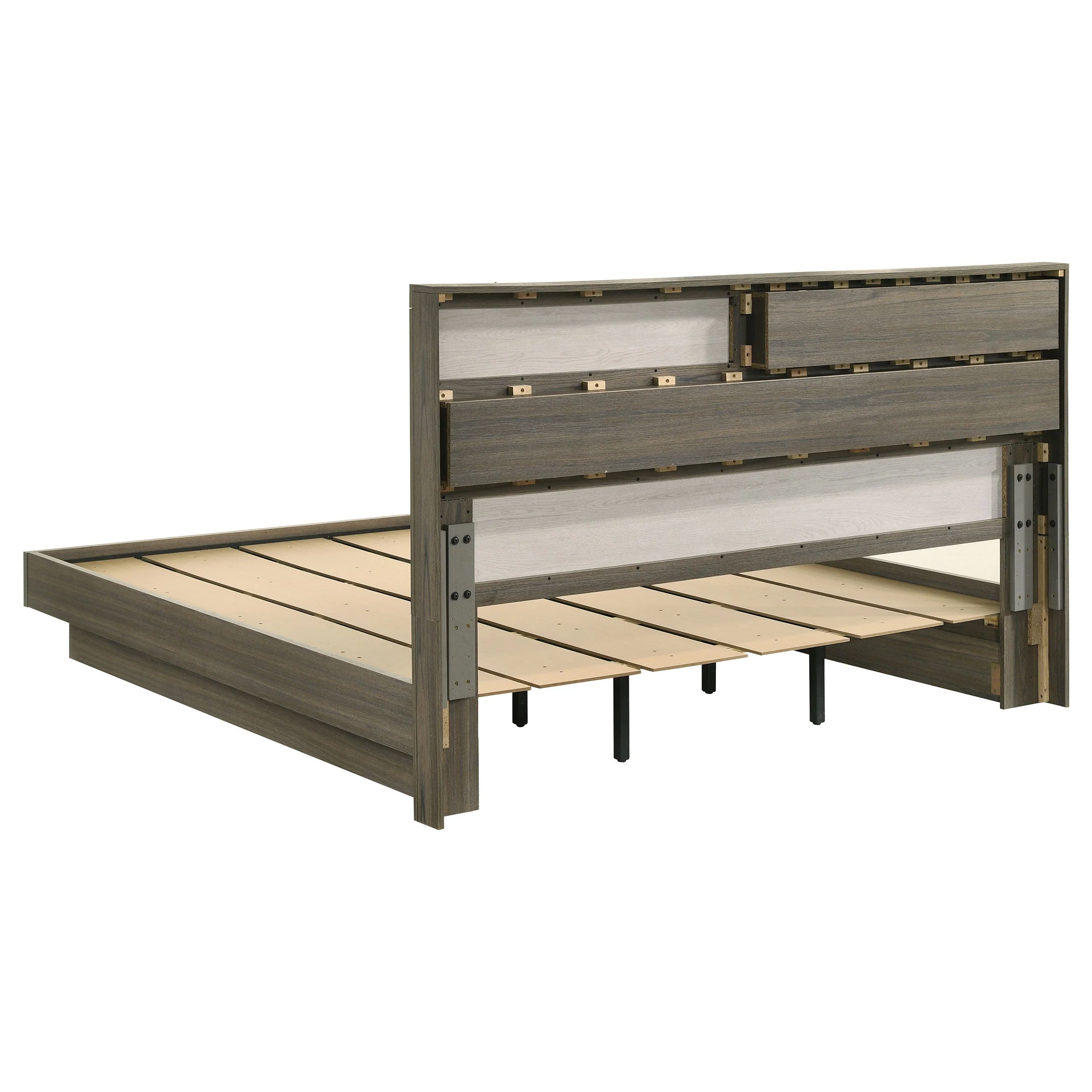 Fenwick Bed Bookcase Headboard Grey Oak - Image 17