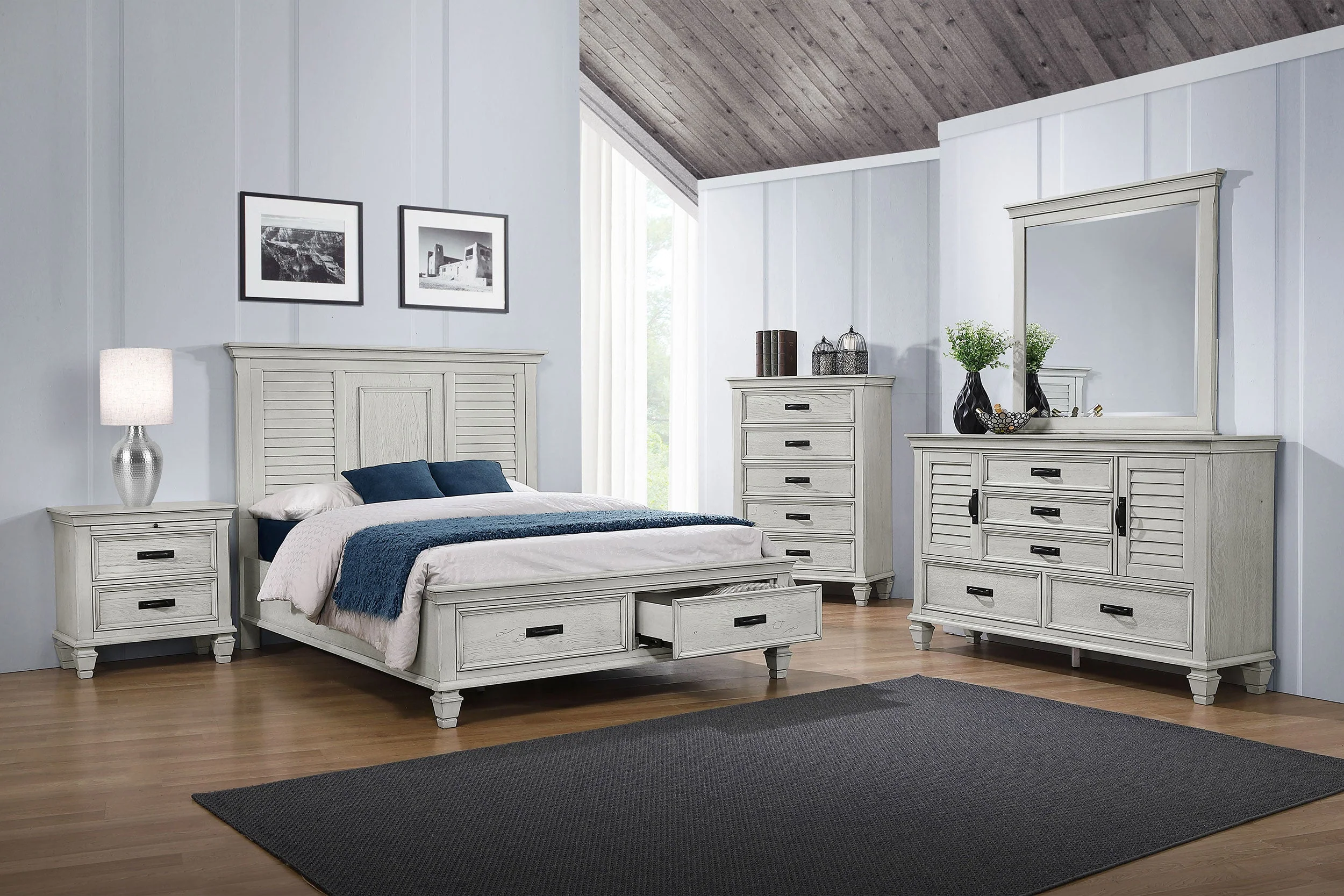 Franco Wood Storage Panel Bed Distressed - Image 20