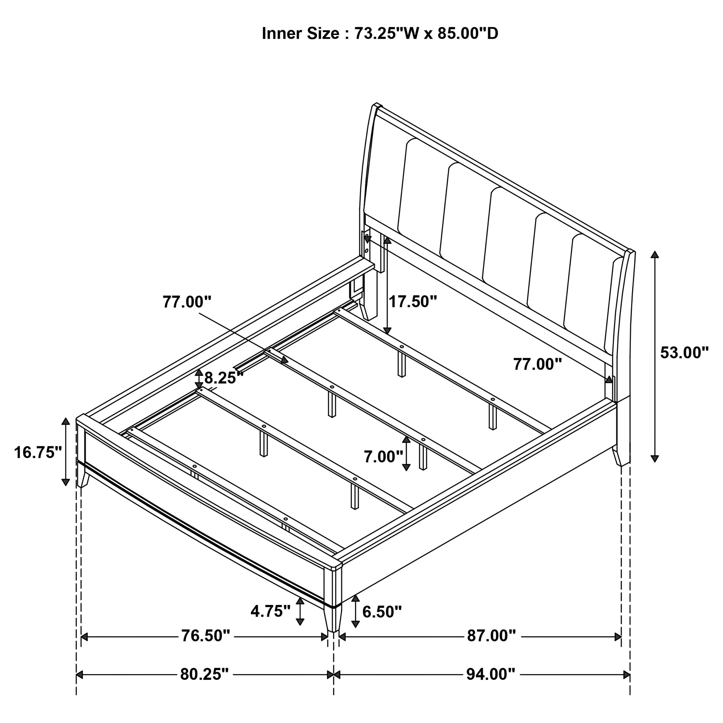 Granada Upholstered Panel Bed Natural Pine - Image 30