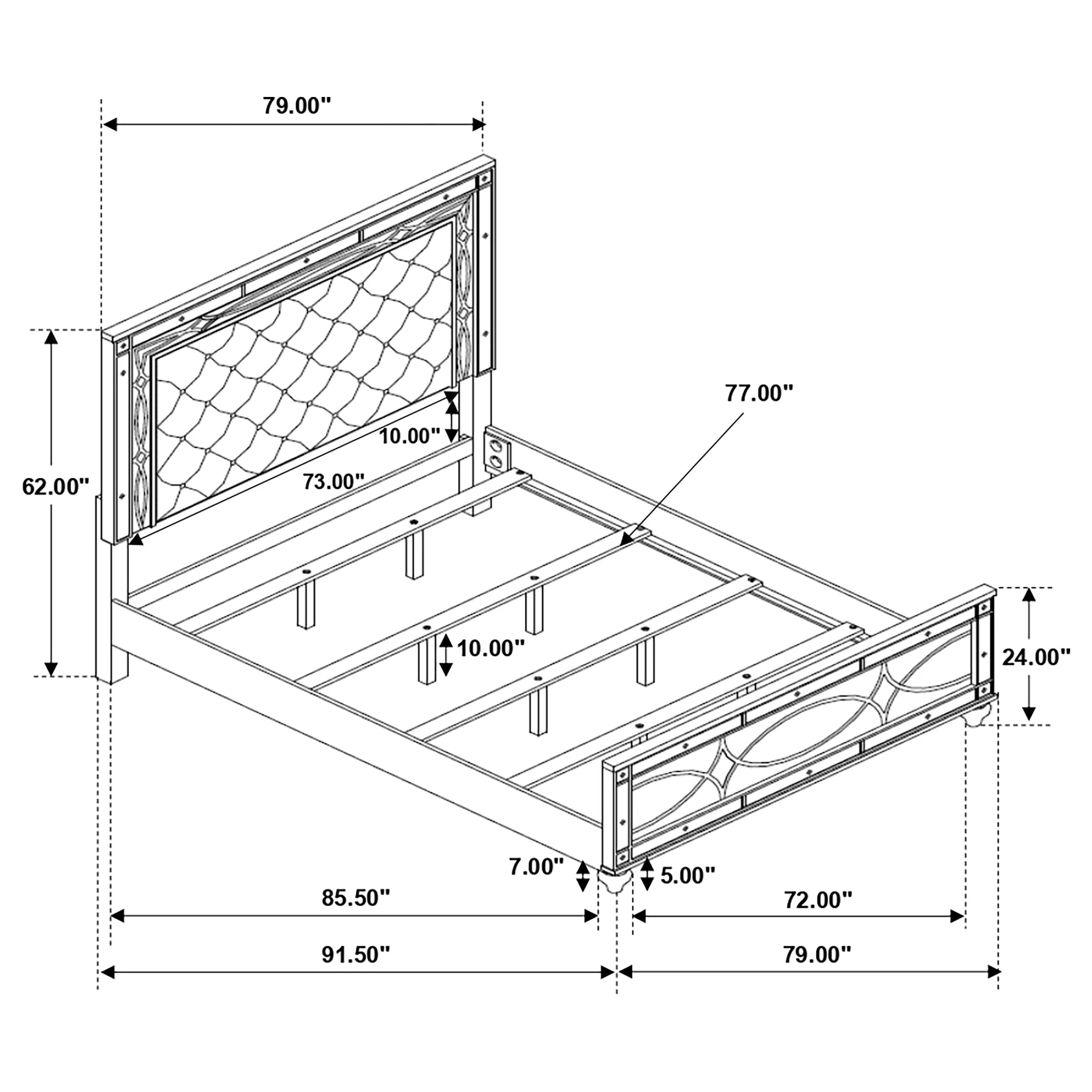 Gunnison Wood LED Panel Bed Silver Metallic - Image 30