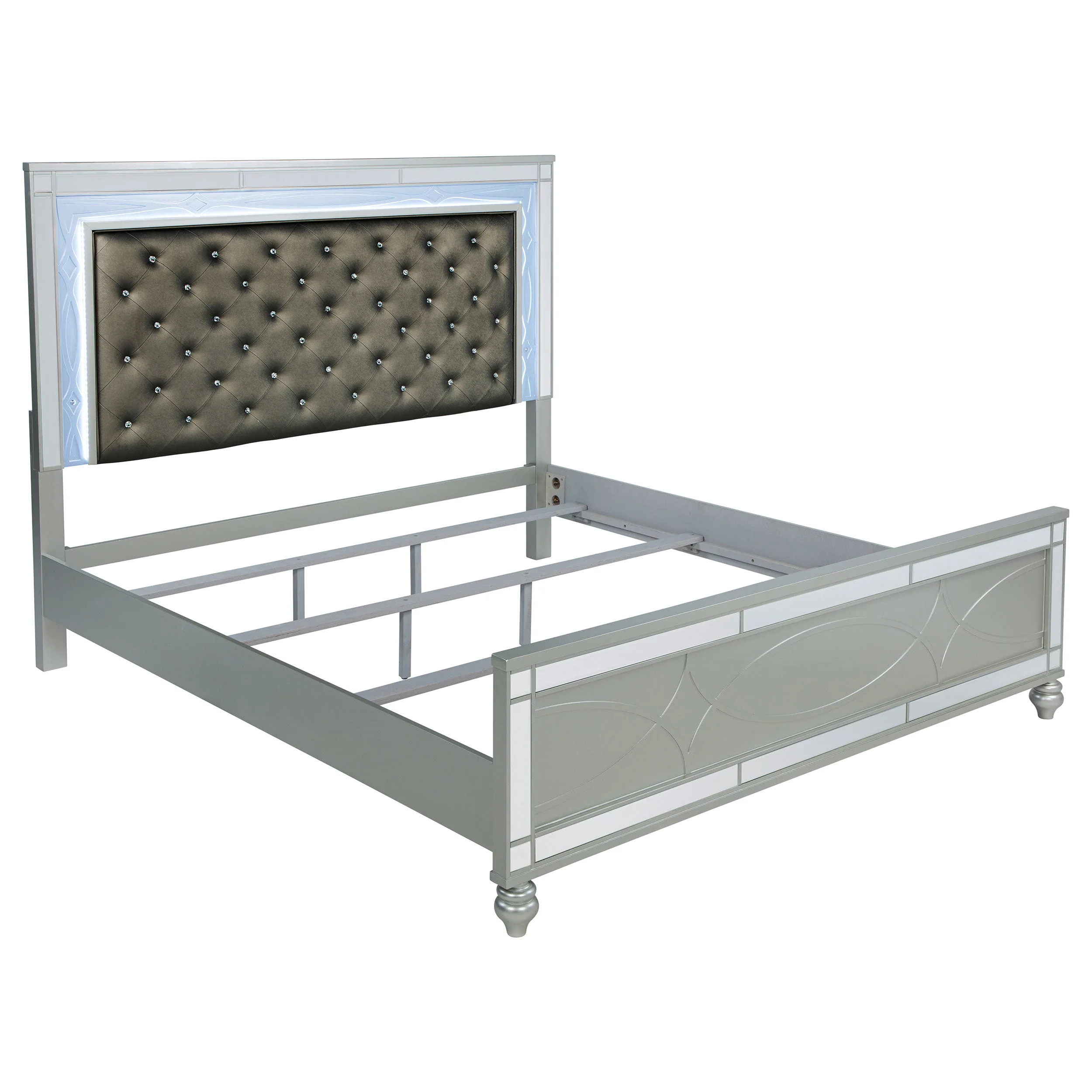 Gunnison Wood LED Panel Bed Silver Metallic - Image 5