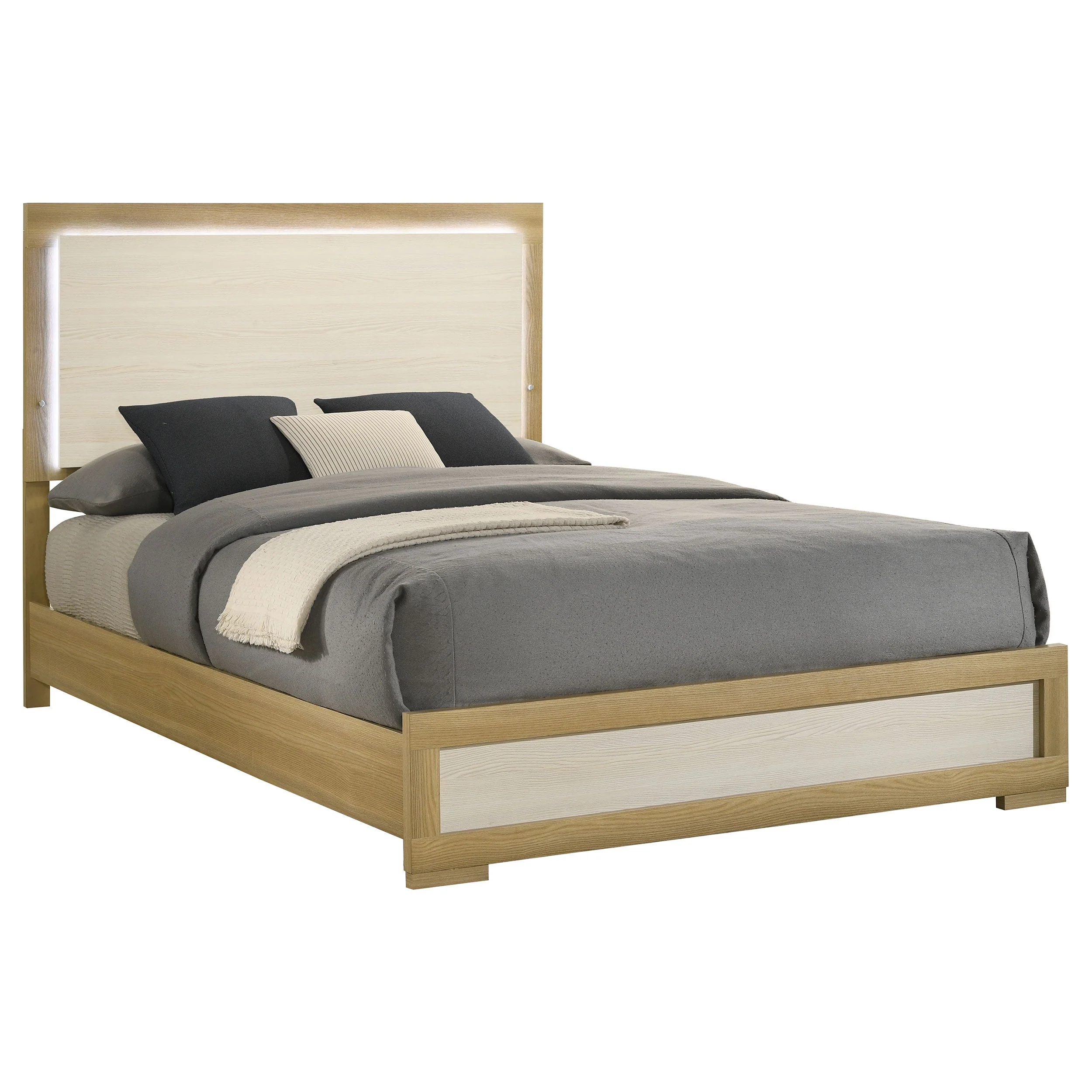 Hyland Wood LED Panel Bed Natural and - Image 7