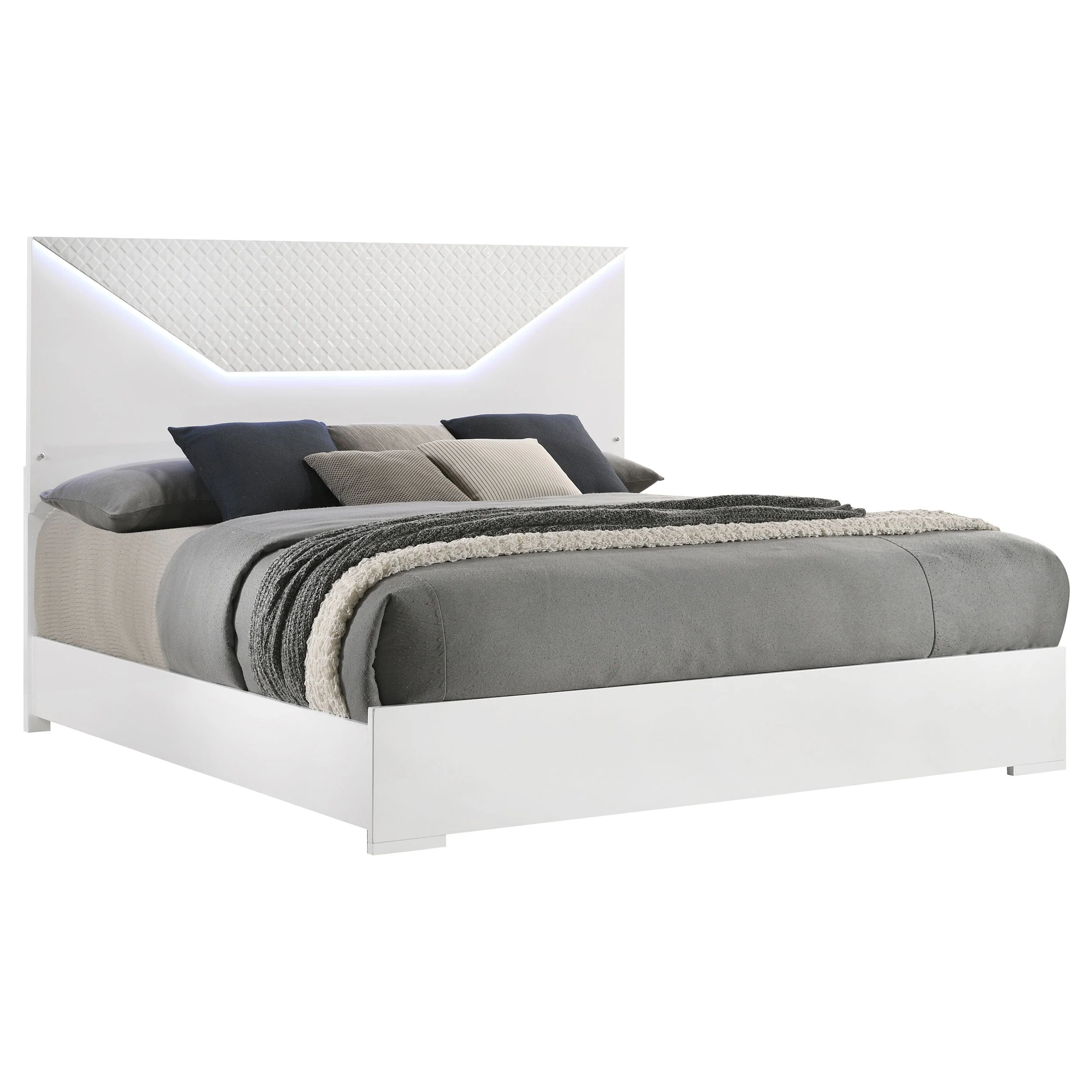 Ives Panel Bed LED Headboard High Gloss - Image 14