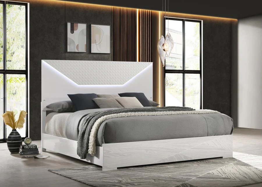 Ives Panel Bed LED Headboard High Gloss - Image 2