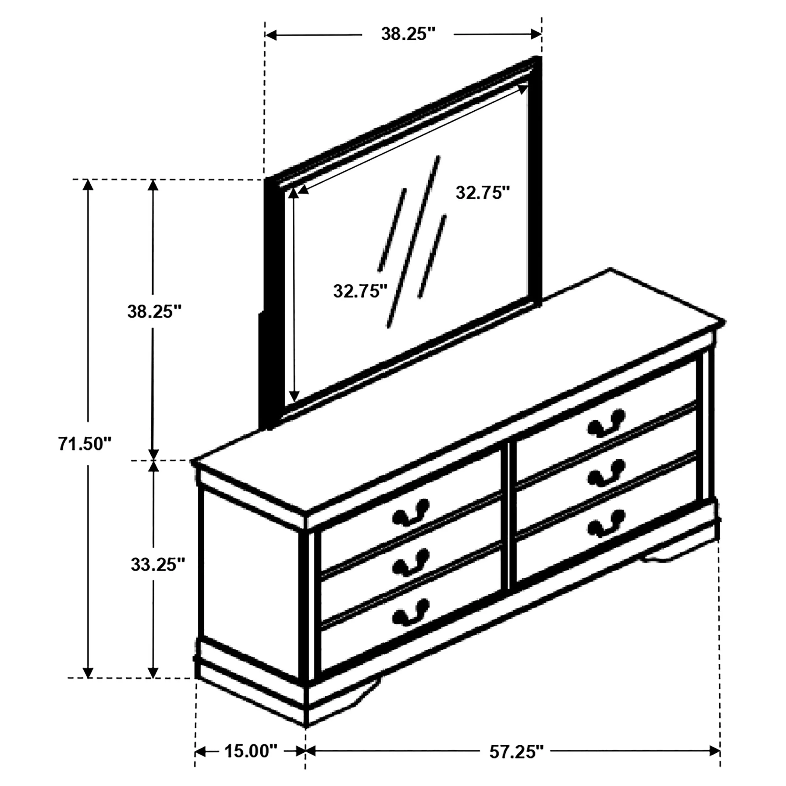 Louis Philippe 6-drawer Dresser with Mirror - Image 23