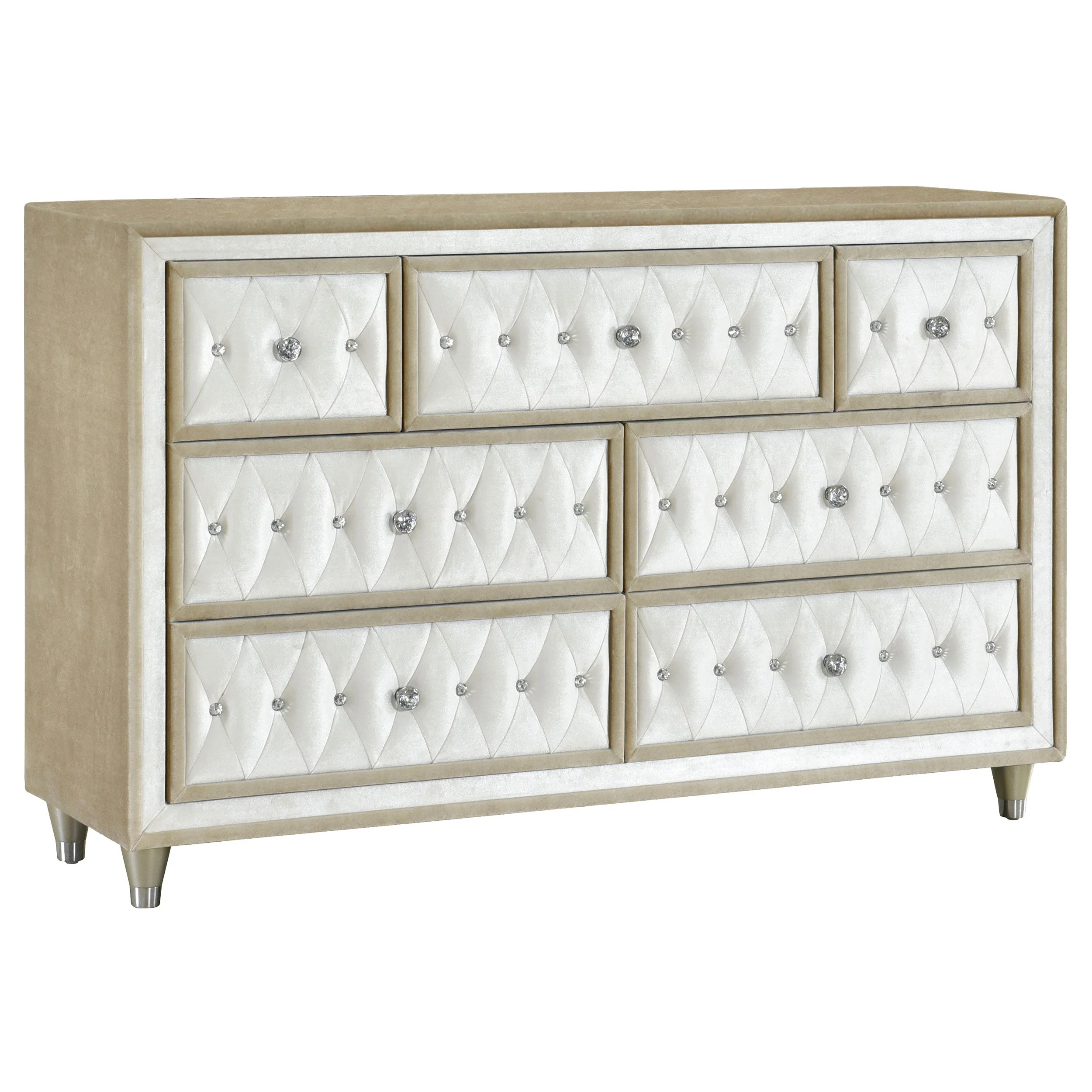 Antonella 7-drawer Upholstered Dresser Ivory and Camel - Image 2