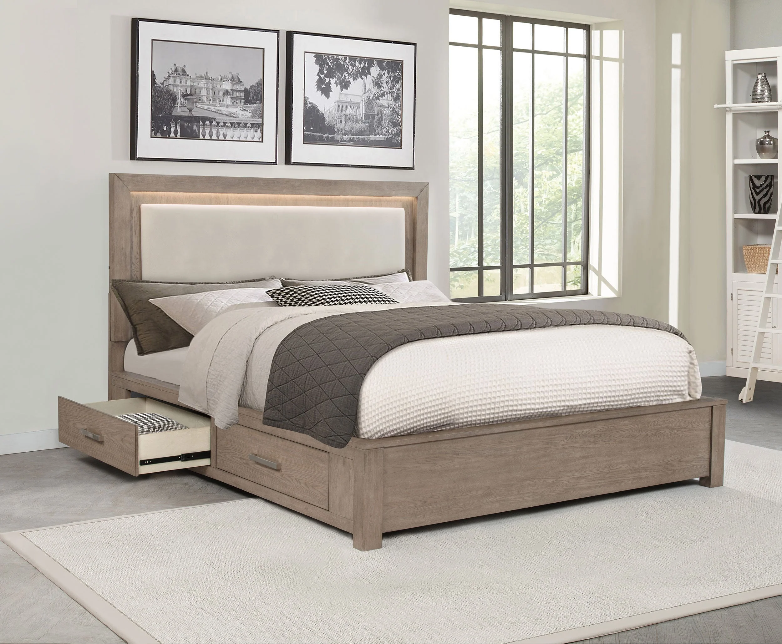 Kenora 56-inch LED Storage Bed Barley Brown - Image 12