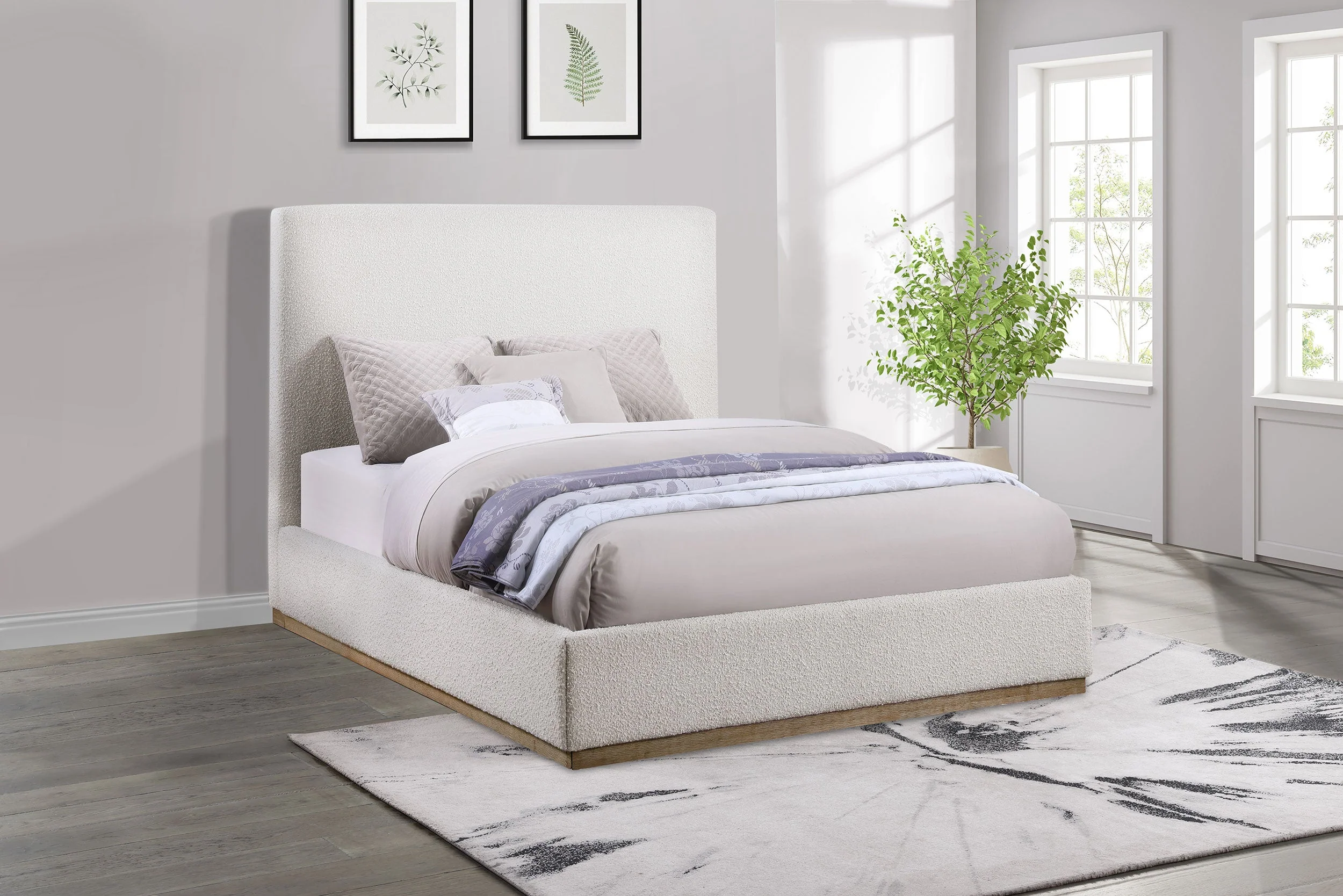 Knox Upholstered Panel Bed Cream - Image 5