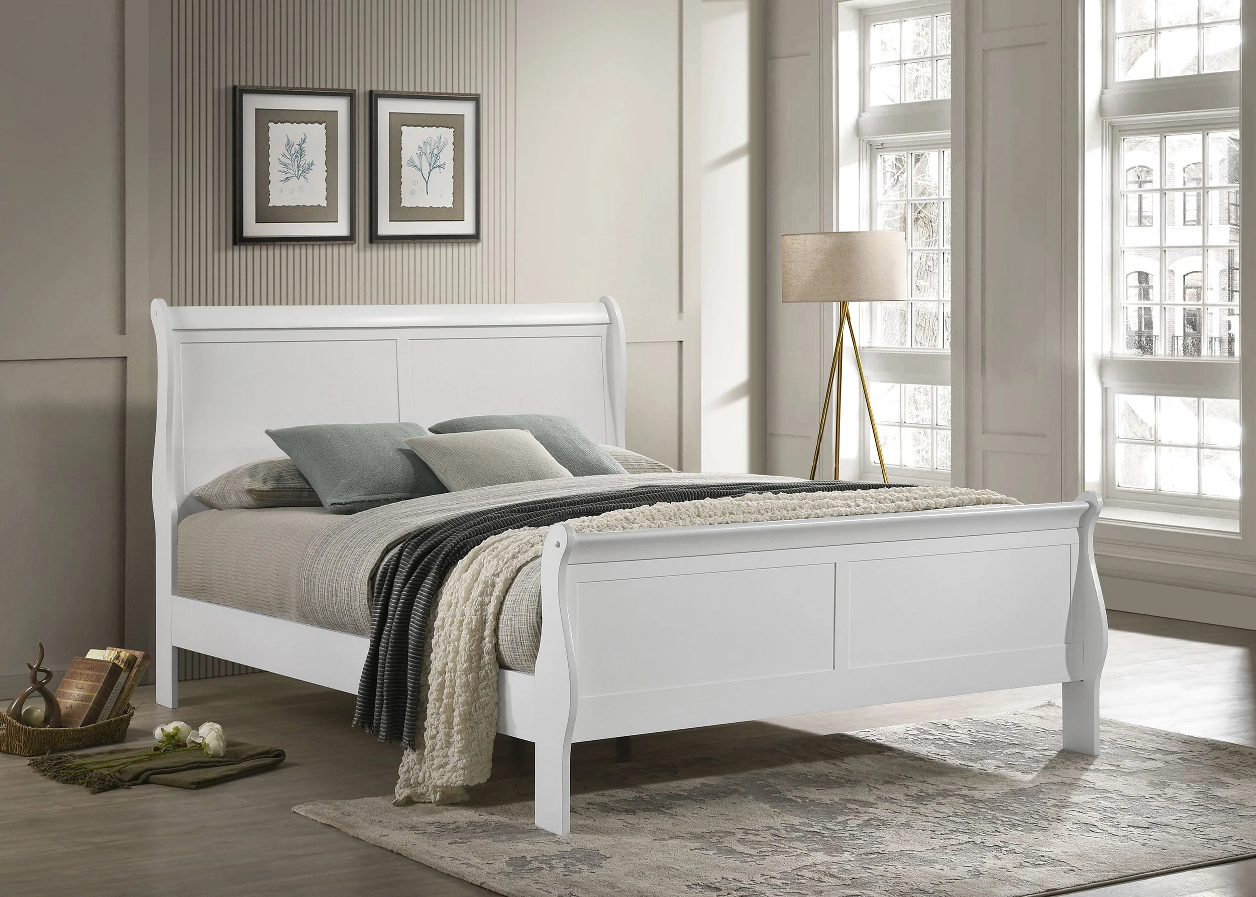 Louis Philippe Wood Sleigh Bed - Image 23