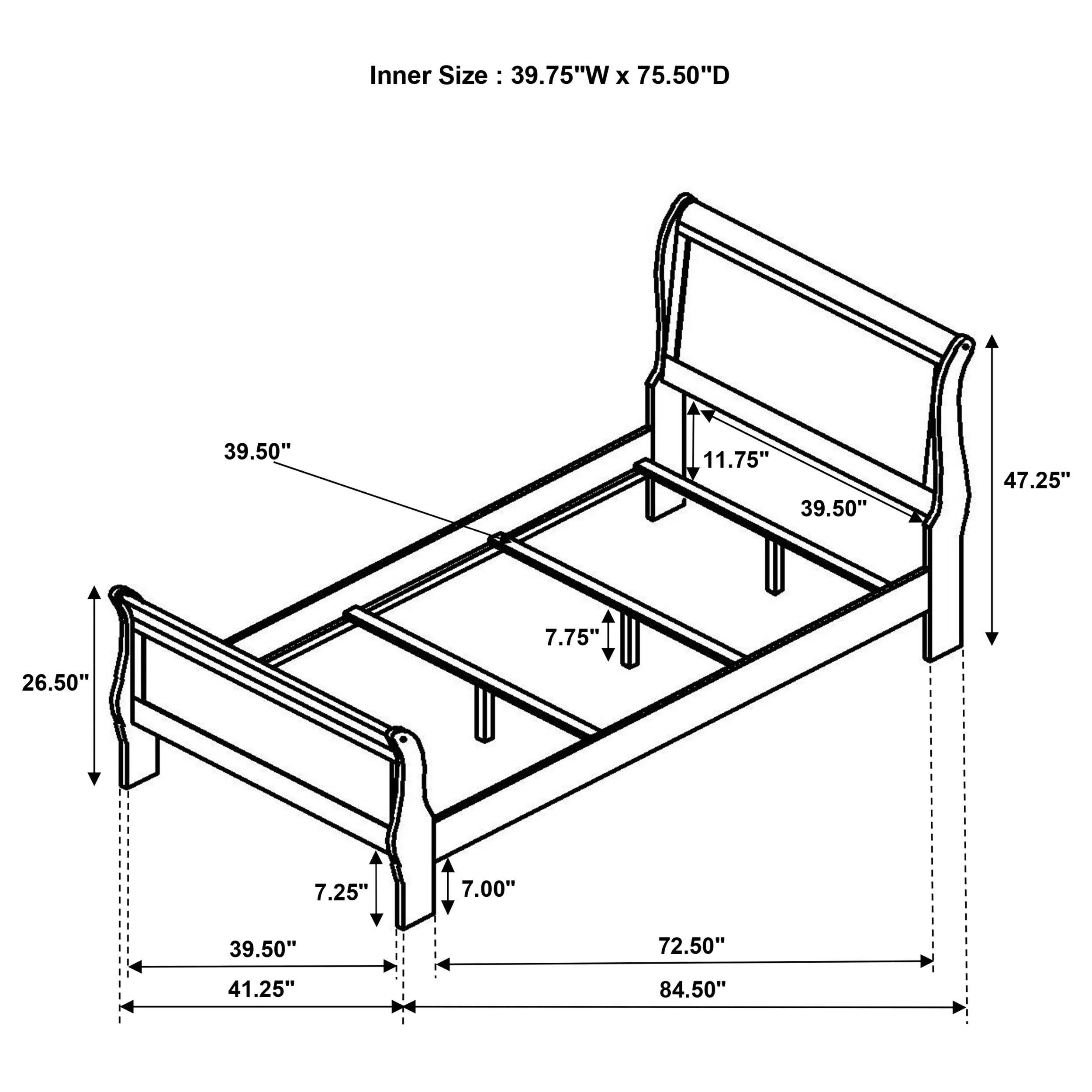 Louis Philippe Wood Sleigh Bed - Image 56