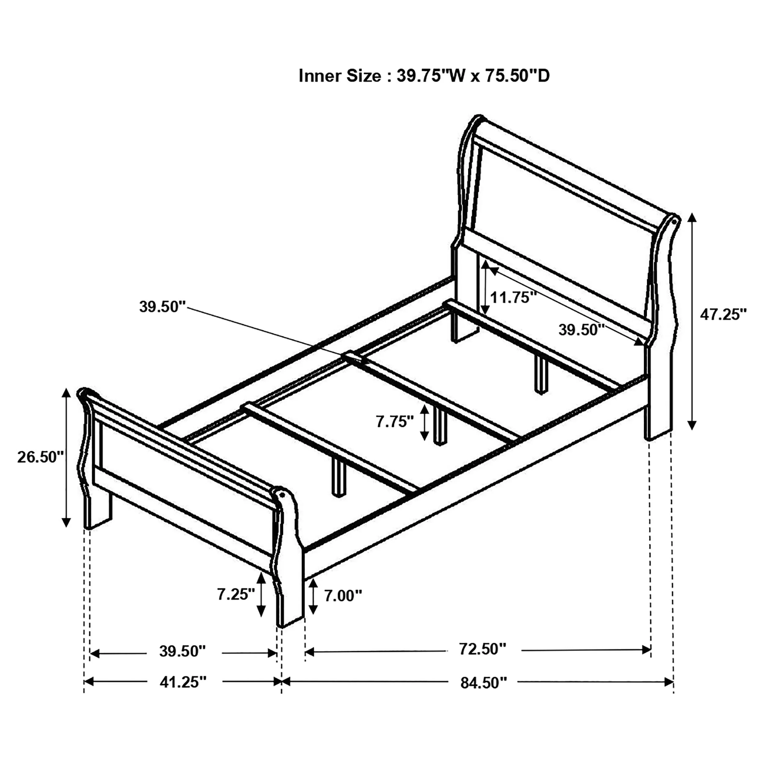 Louis Philippe Wood Sleigh Bed - Image 68