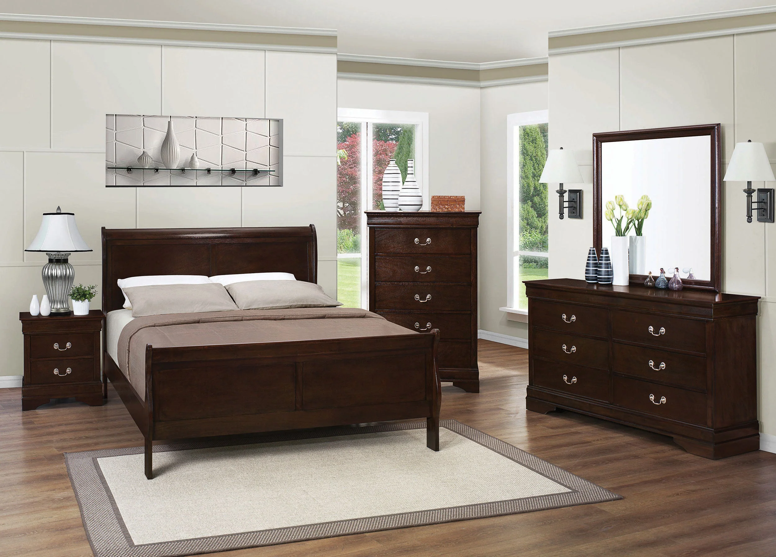 Louis Philippe Wood Sleigh Bed - Image 69