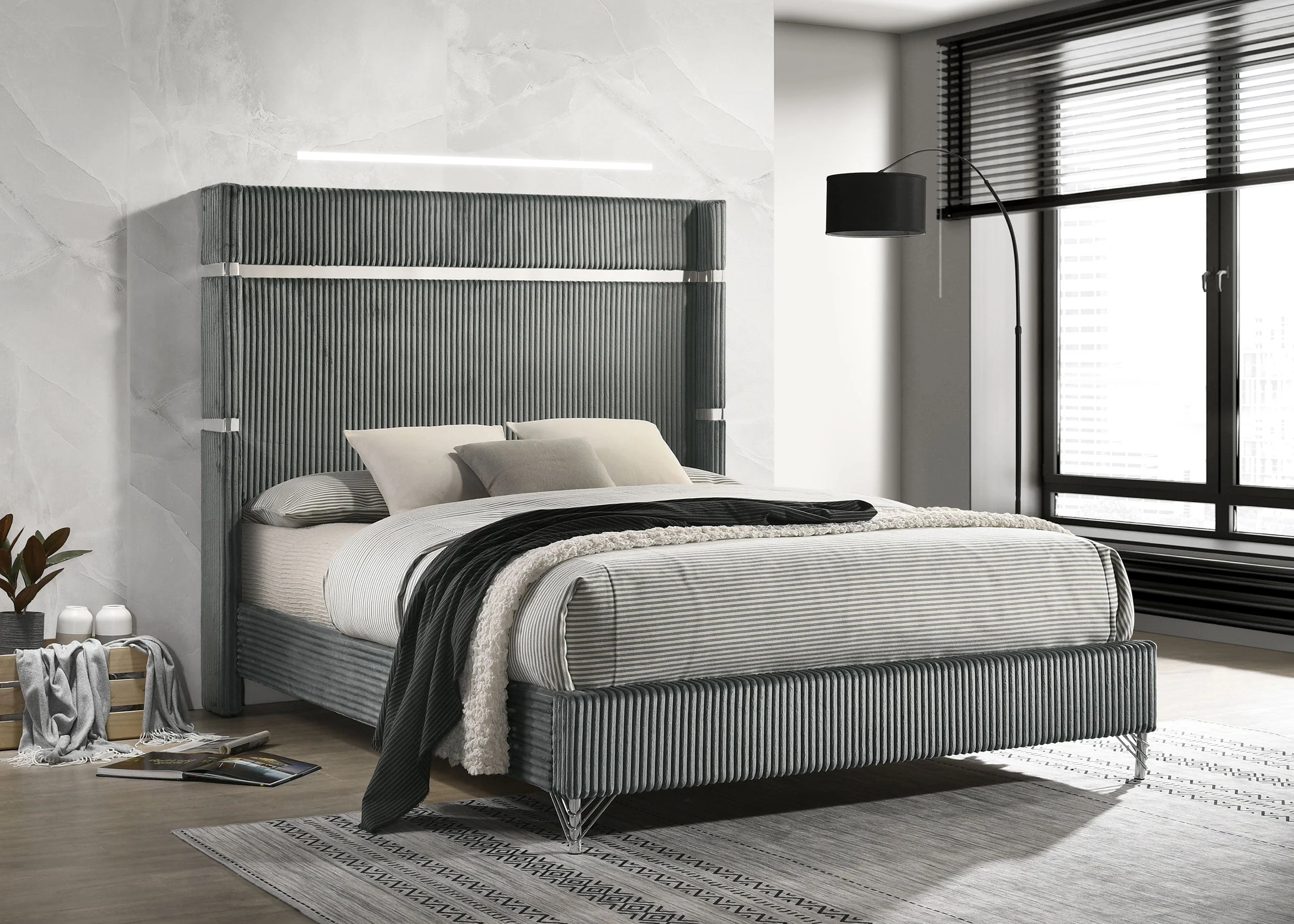 Lucia 61-inch Upholstered Wingback Bed - Image 10