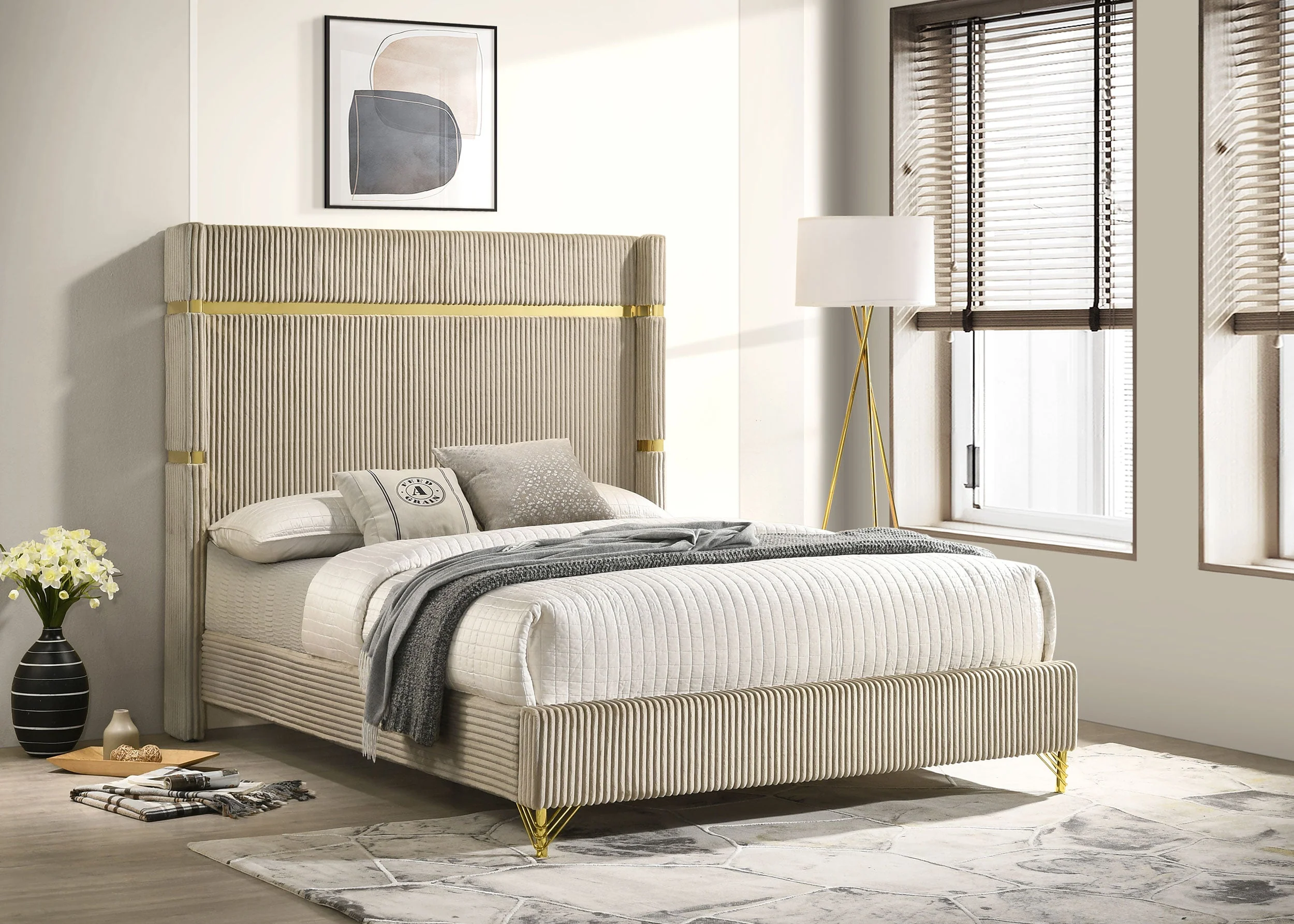 Lucia 61-inch Upholstered Wingback Bed - Image 11