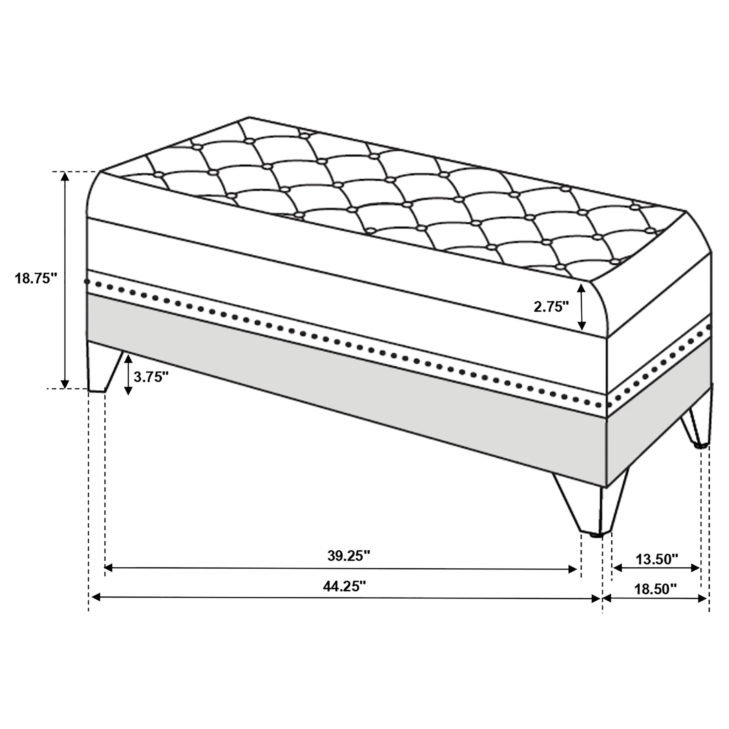Barzini Velvet Upholstered Tufted Storage Bench Black - Image 4