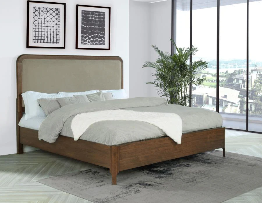 Maderia 57-inch Upholstered Panel Bed Walnut - Image 3