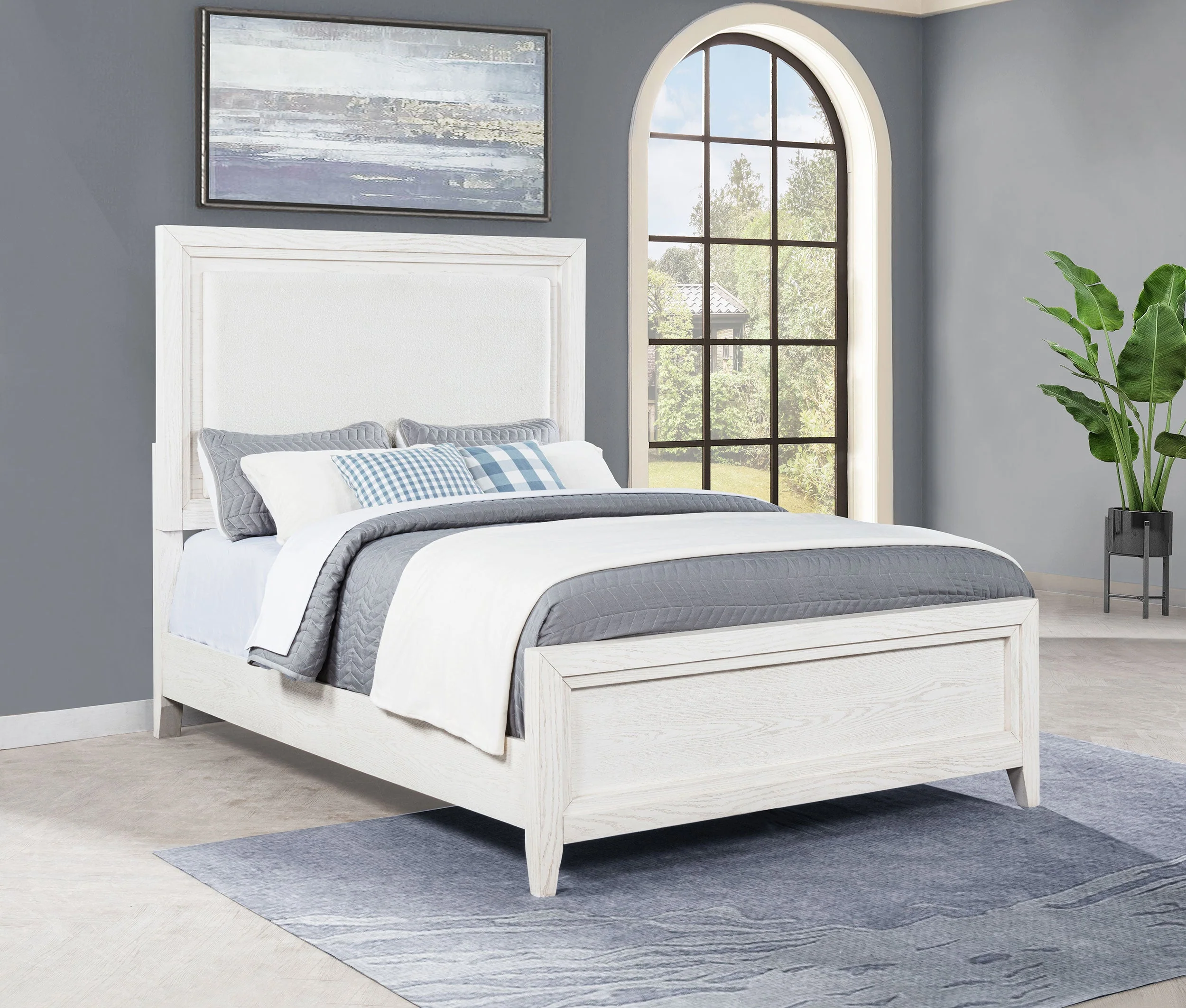 Marielle Upholstered Panel Bed Distressed - Image 7