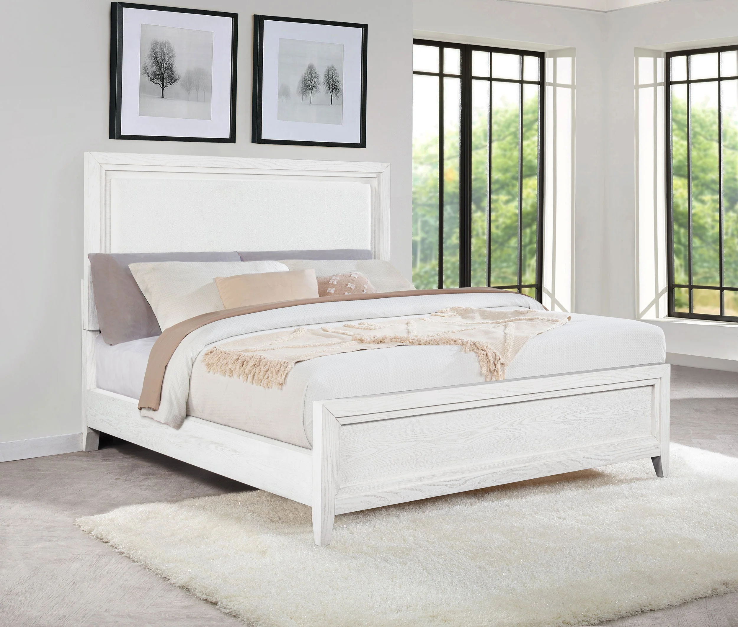 Marielle Upholstered Panel Bed Distressed - Image 9