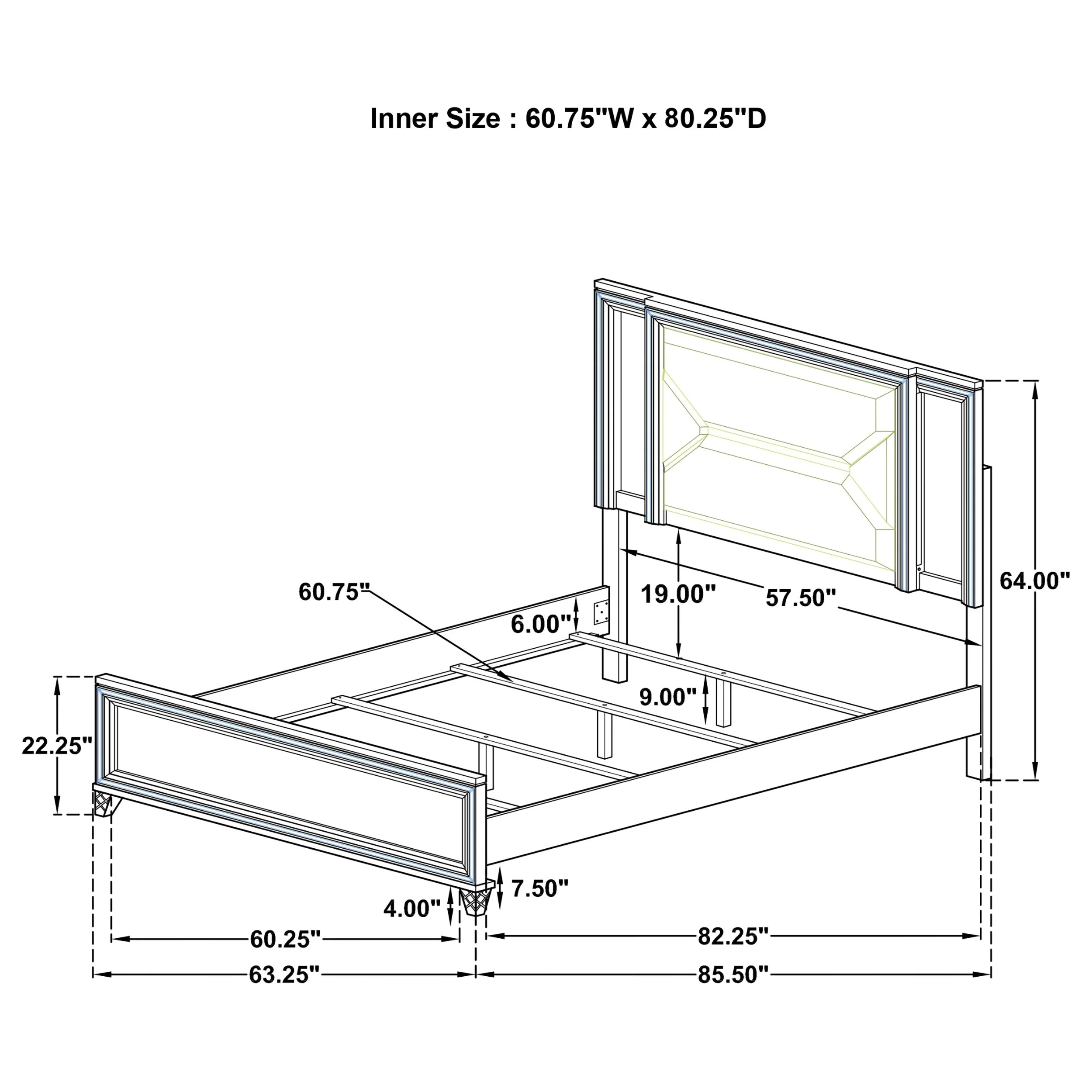 Marmore 64-inch Panel Bed LED Headboard - Image 21