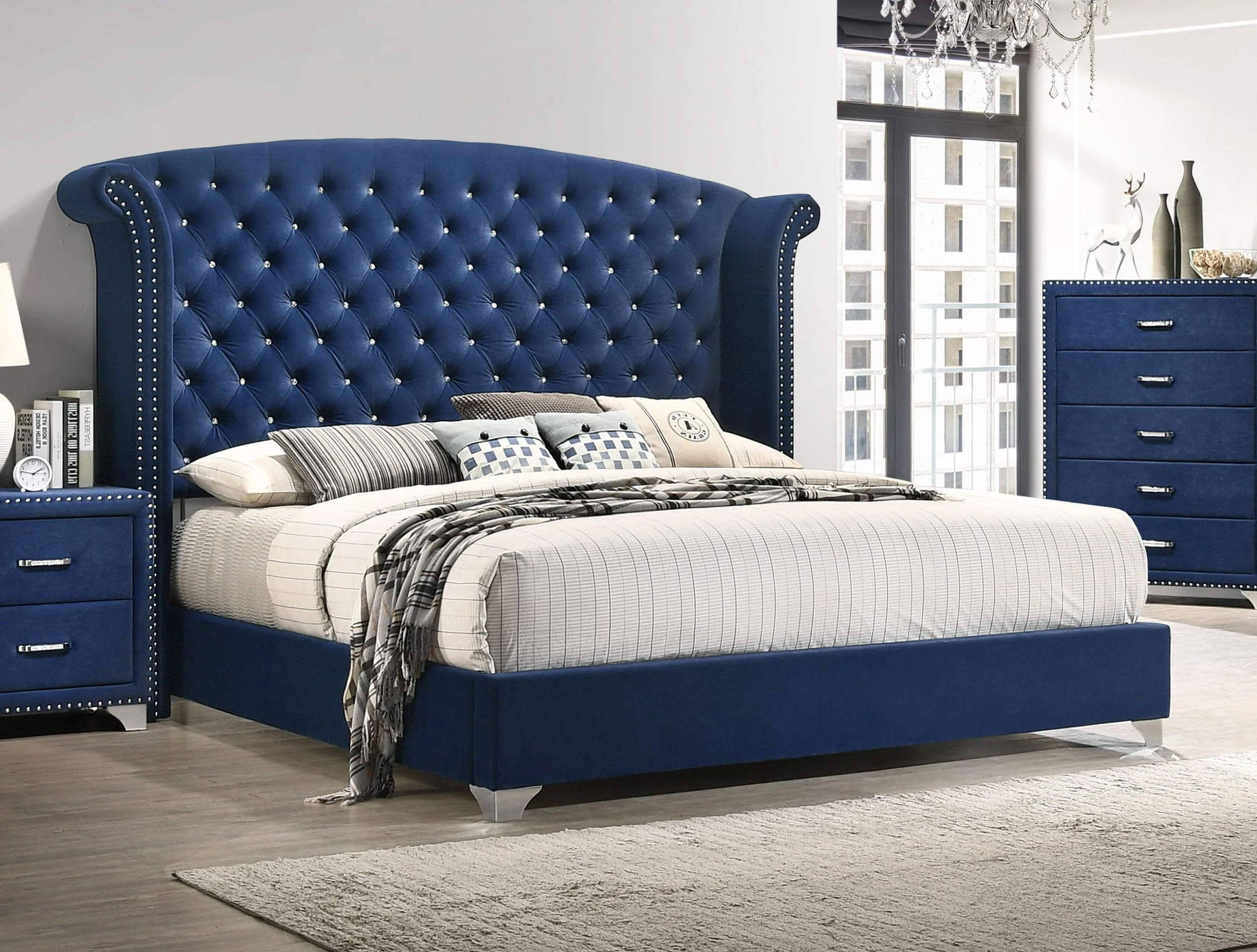 Melody Upholstered Wingback Bed - Image 17