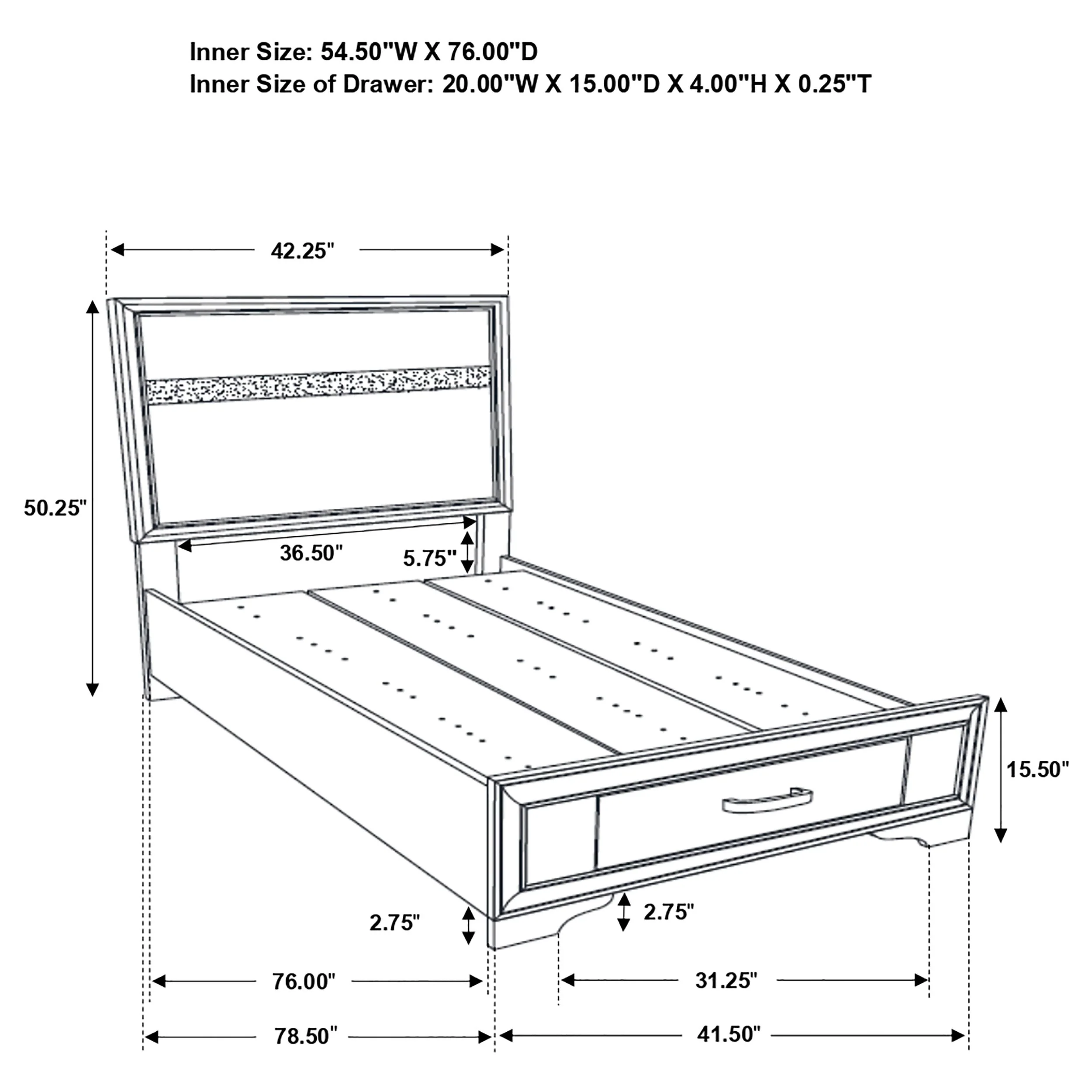 Miranda 51-inch Wood Storage Panel Bed - Image 109